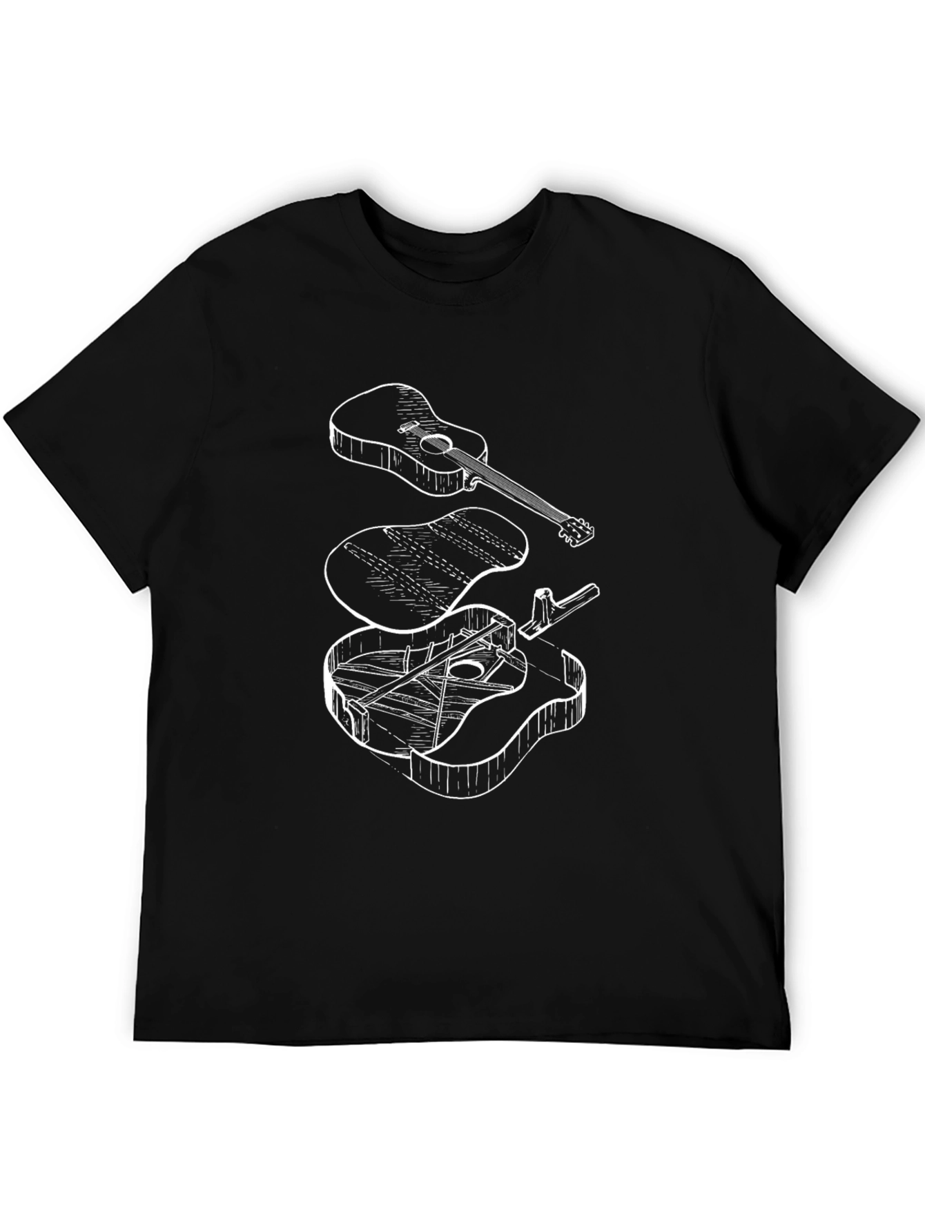 Deconstructed Guitar Black T-Shirt - Musical Graphic Tee