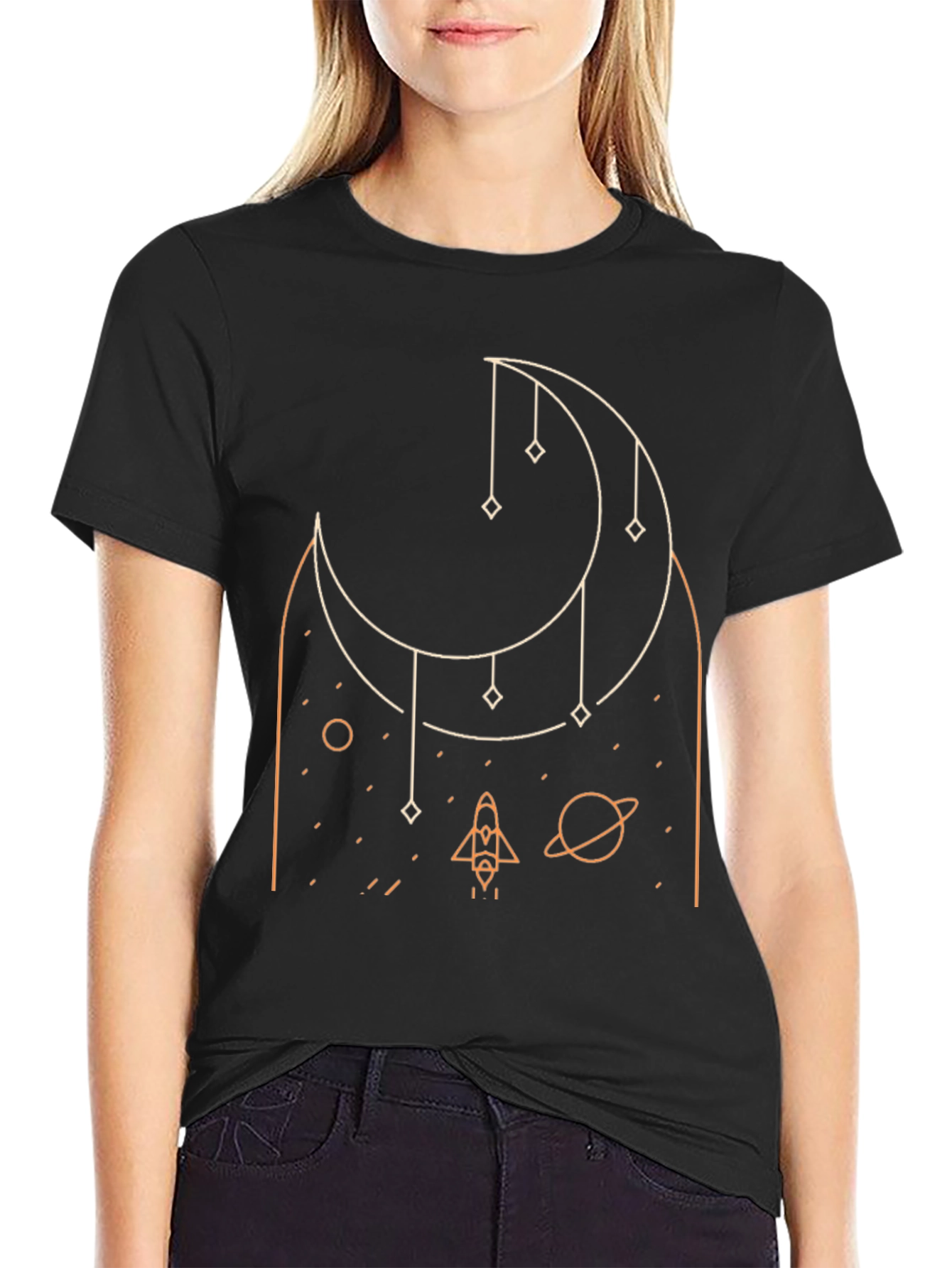 Cosmic Dreams Black Graphic Tee