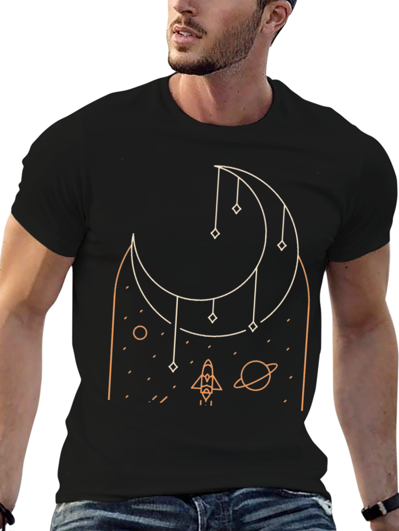 Cosmic Dreams Black Graphic Tee