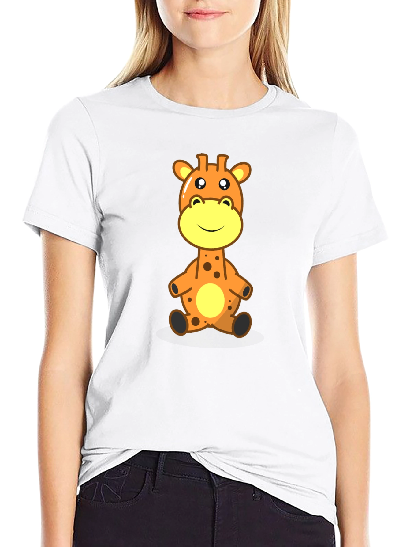 Giraffe Cartoon Graphic Tee - Soft Cotton Comfort