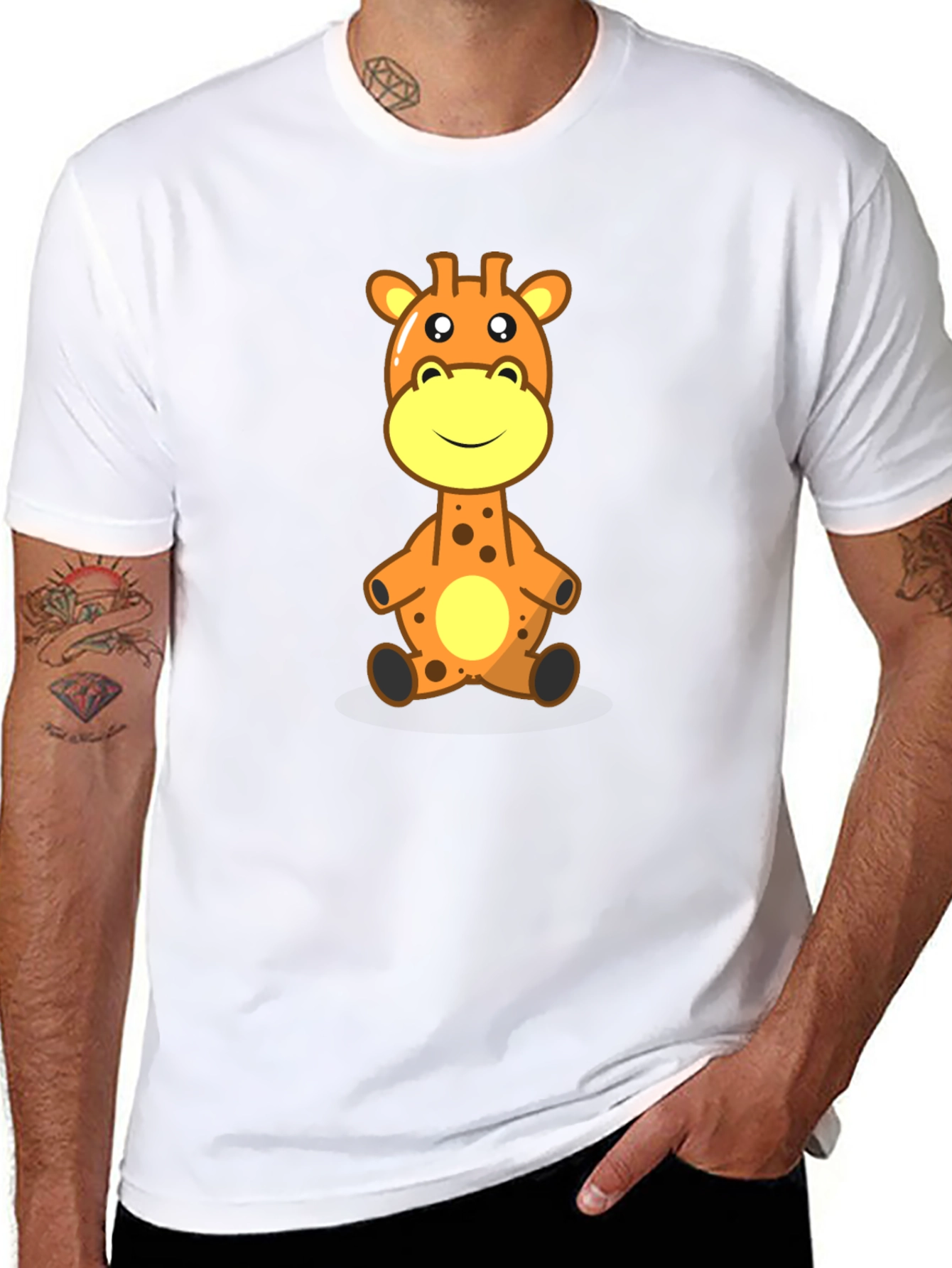Giraffe Cartoon Graphic Tee - Soft Cotton Comfort