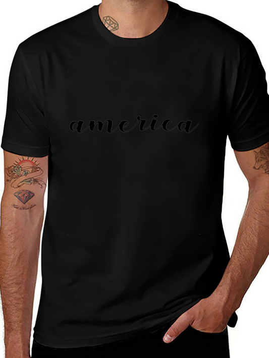 America T-Shirt - Solid Black Casual Tee