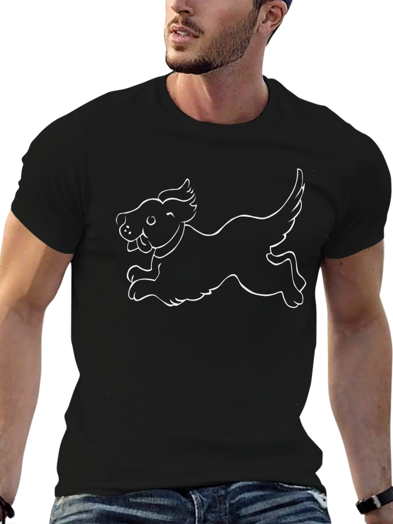 Dog With Wings Black T-Shirt