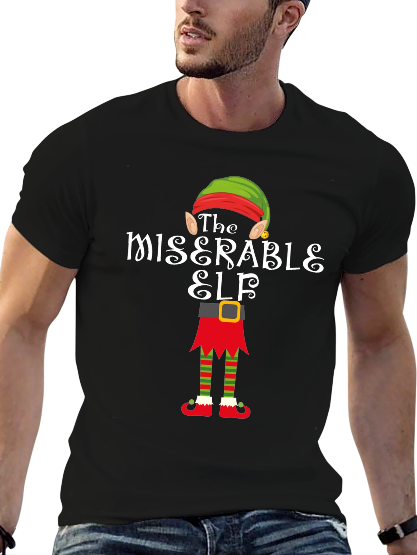 Miserable Elf Graphic Tee - Christmas Holiday T-Shirt
