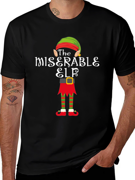 Miserable Elf Graphic Tee - Christmas Holiday T-Shirt
