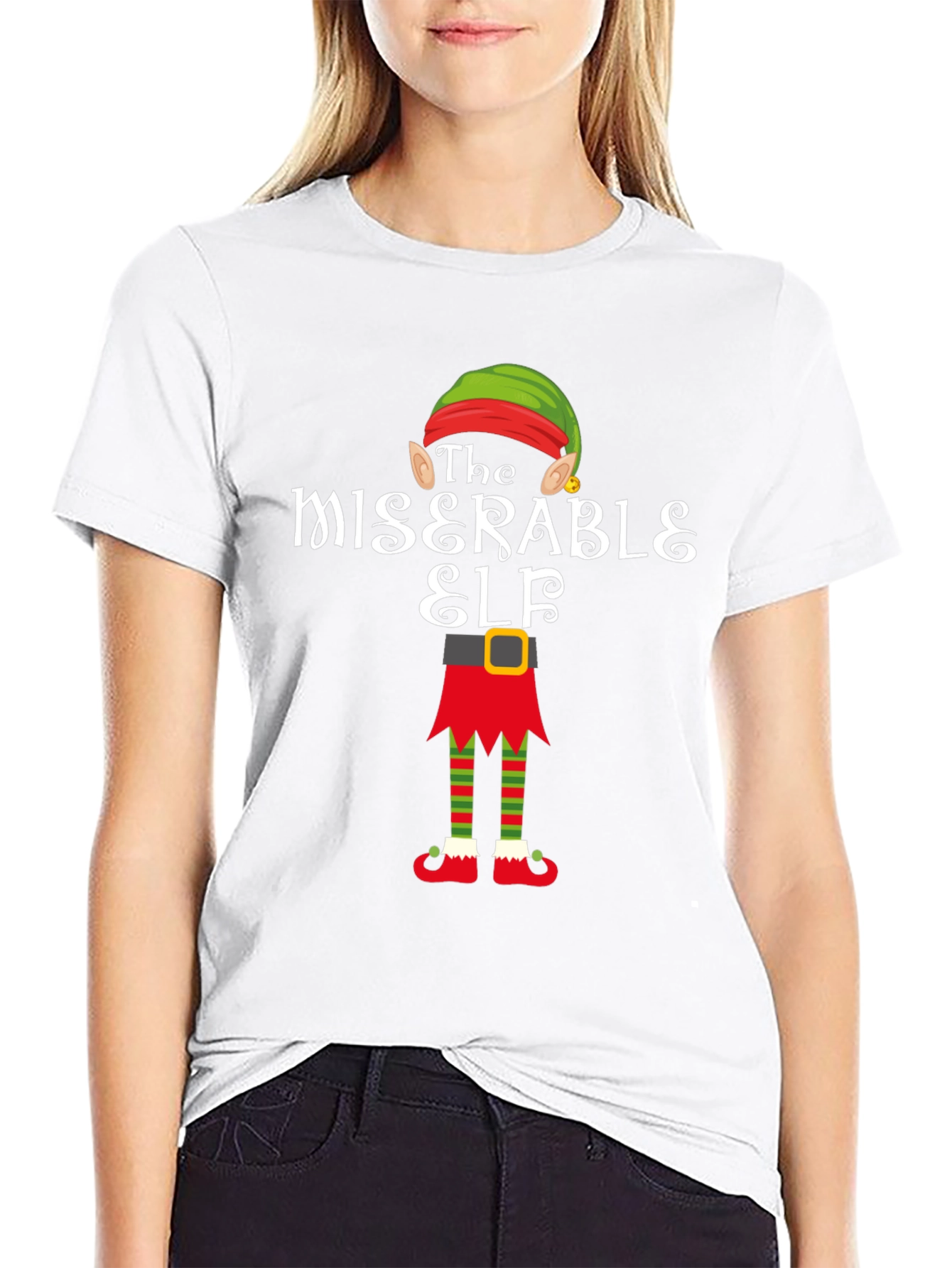 Miserable Elf Graphic Tee - Christmas Holiday T-Shirt