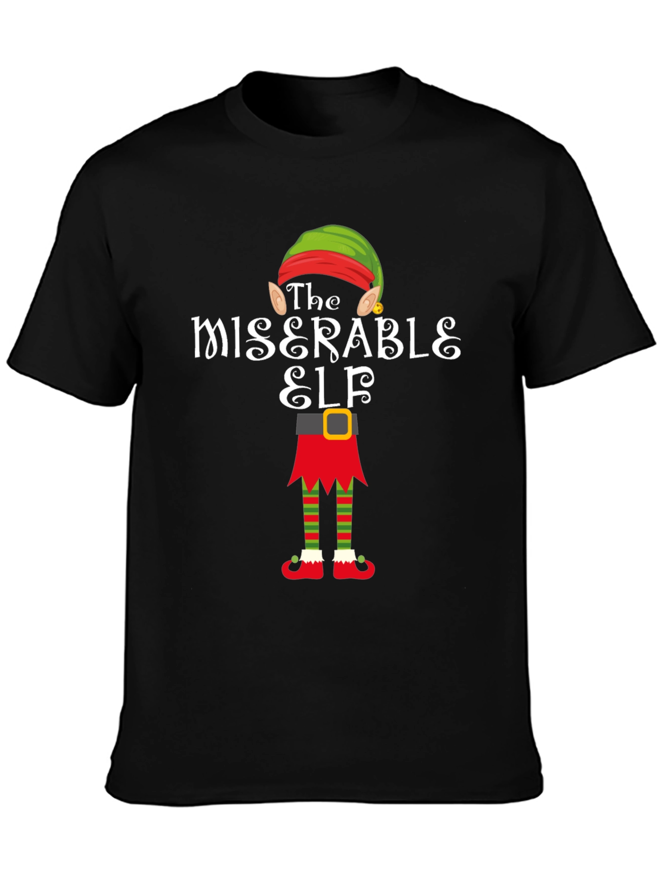 Miserable Elf Graphic Tee - Christmas Holiday T-Shirt