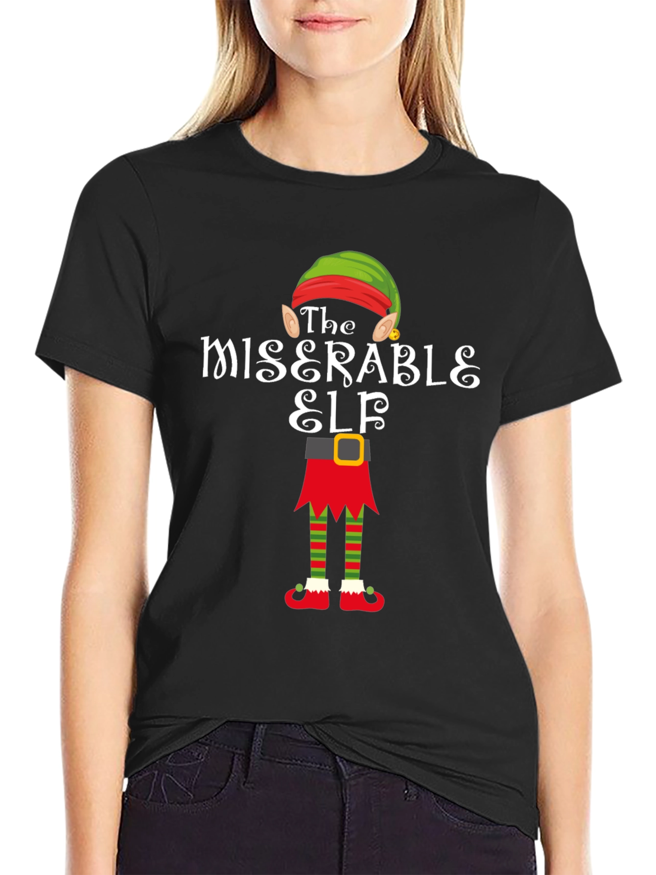 Miserable Elf Graphic Tee - Christmas Holiday T-Shirt
