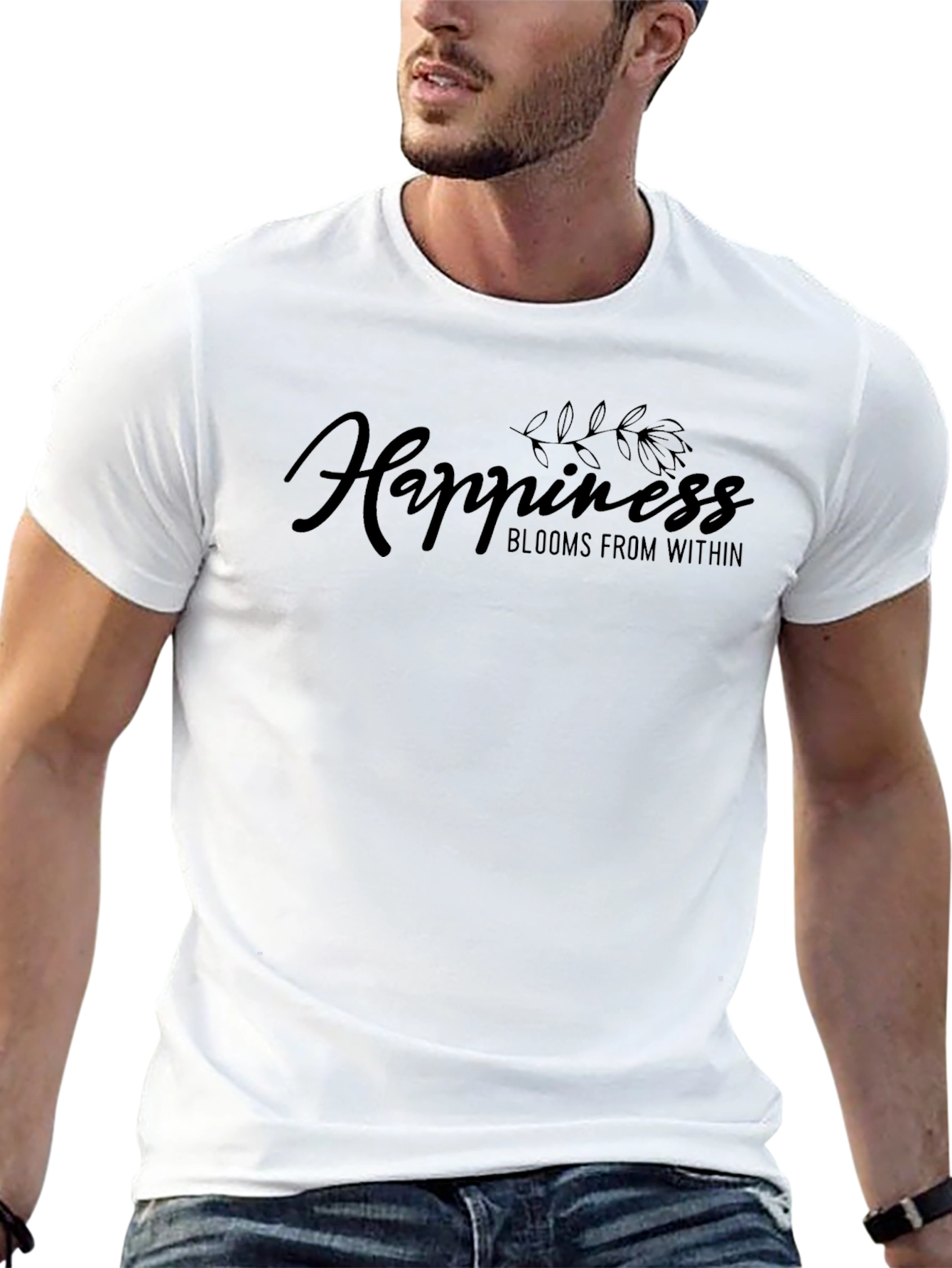 Happiness Blooms Within Black T-Shirt