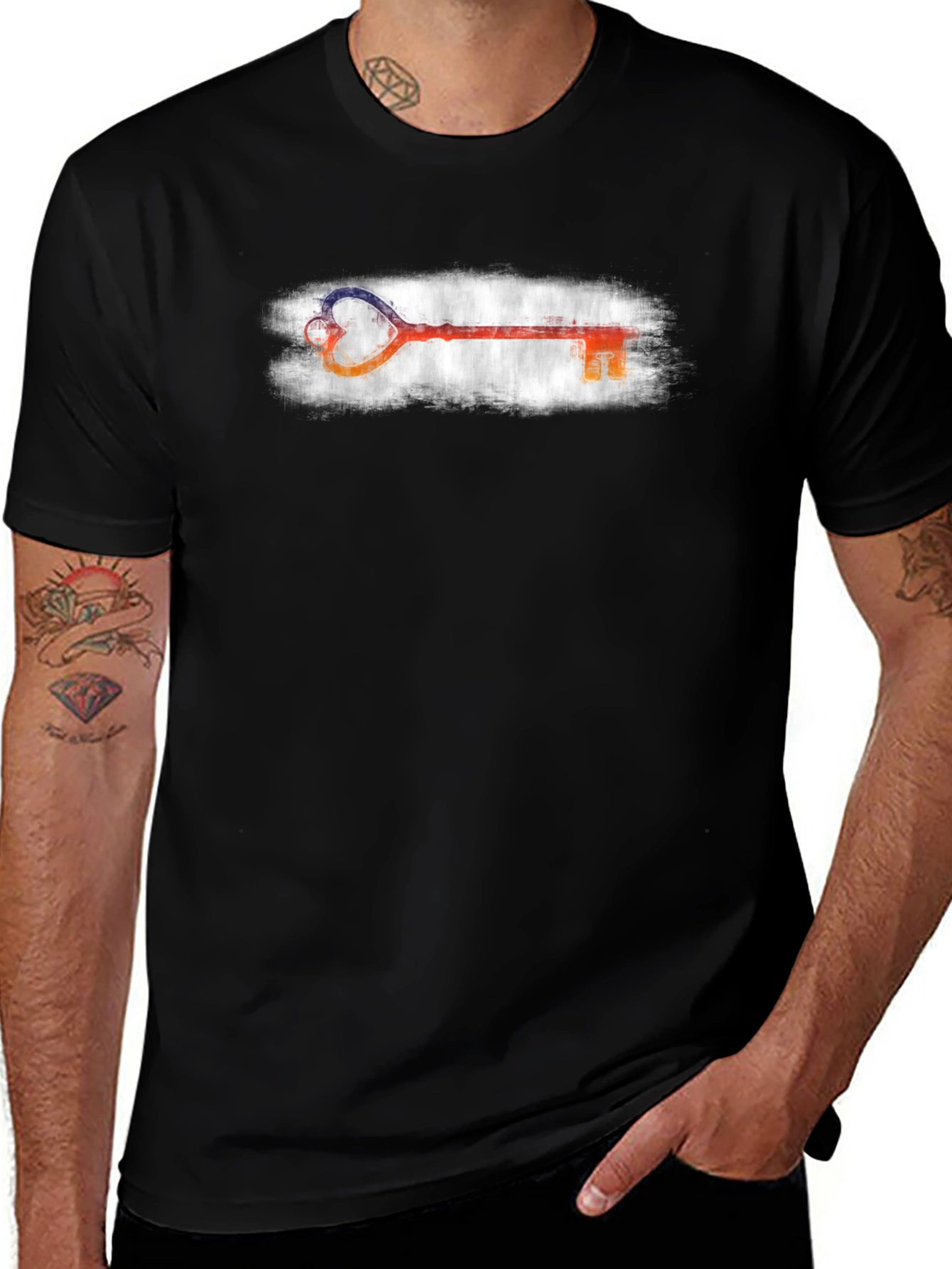 Heart Key Graphic Tee - Stylish Unisex Black T-Shirt