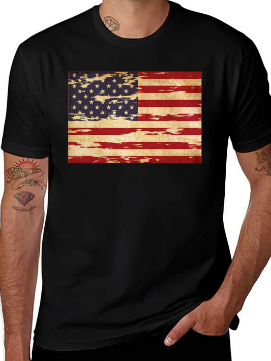 USA Flag Grunge Tee - Patriotic Style