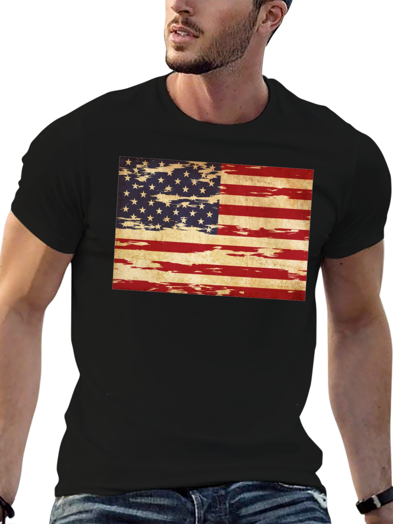 USA Flag Grunge Tee - Patriotic Style