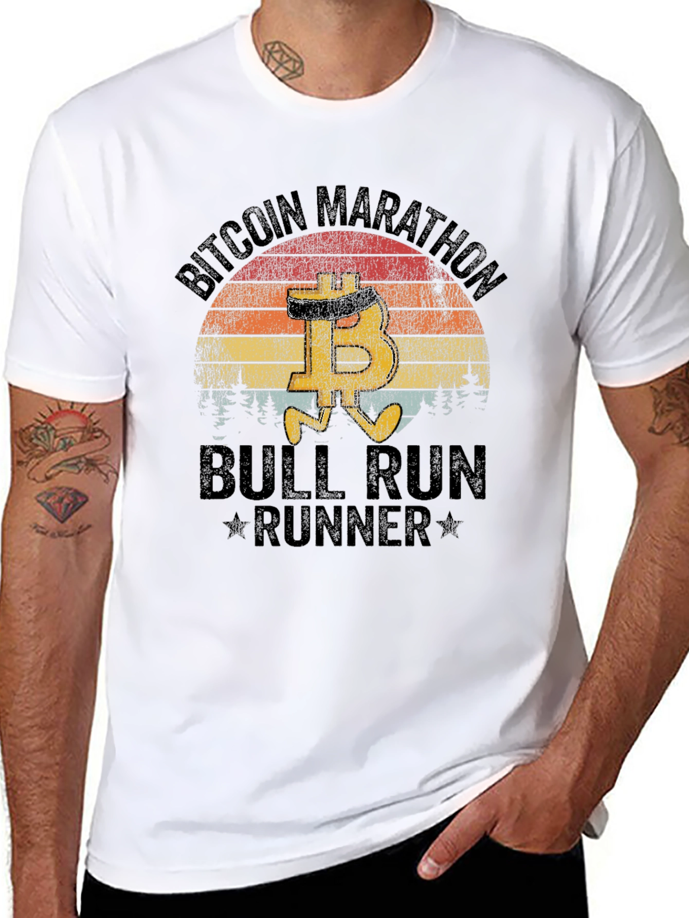 Bitcoin Marathon Bull Run Runner Black T-Shirt