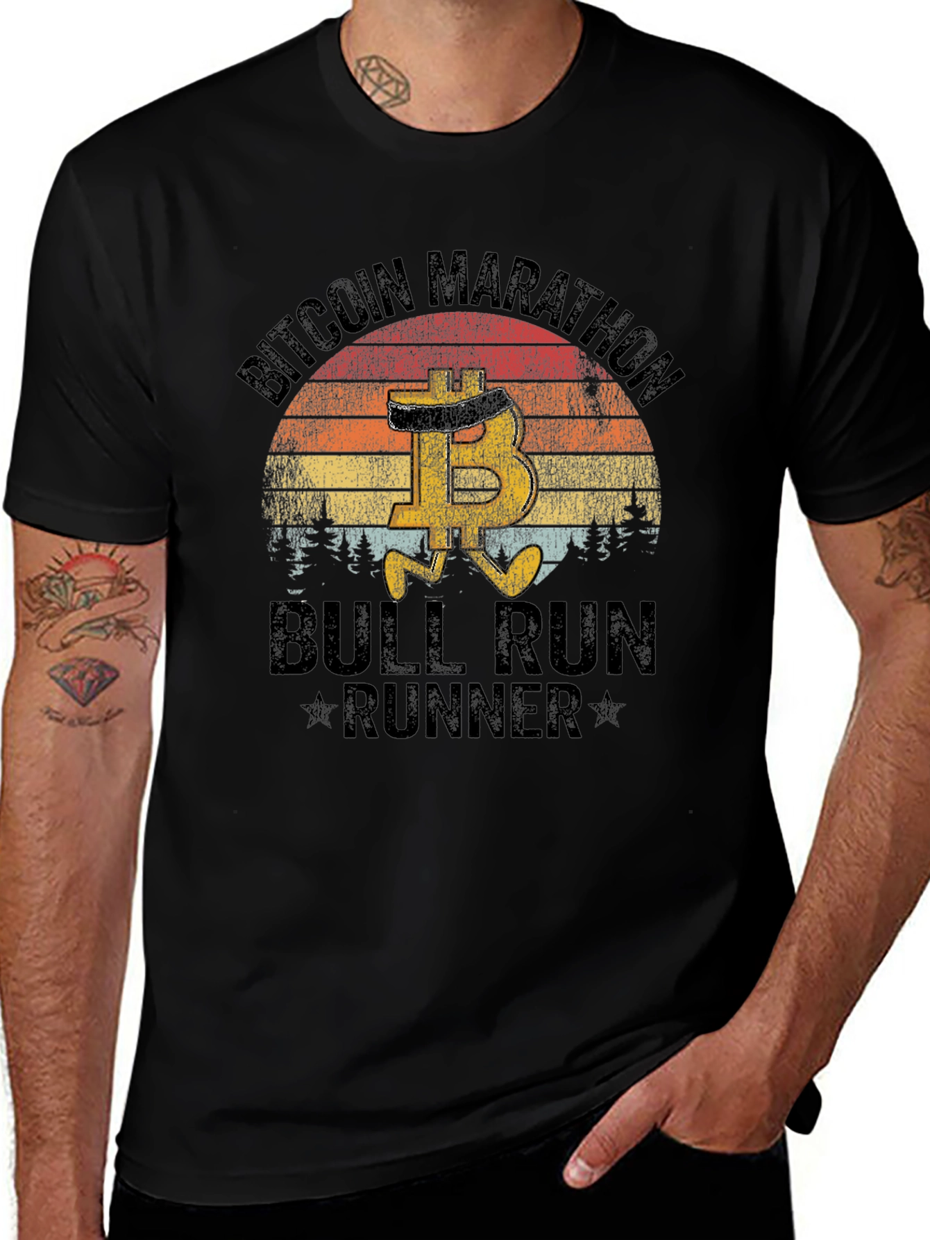 Bitcoin Marathon Bull Run Runner Black T-Shirt