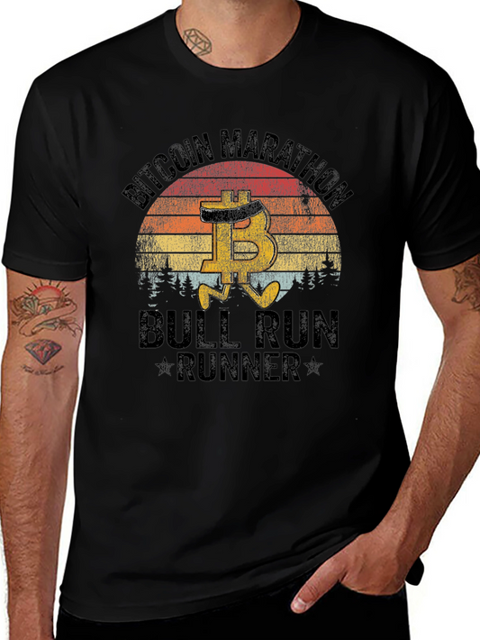Bitcoin Marathon Bull Run Runner Black T-Shirt