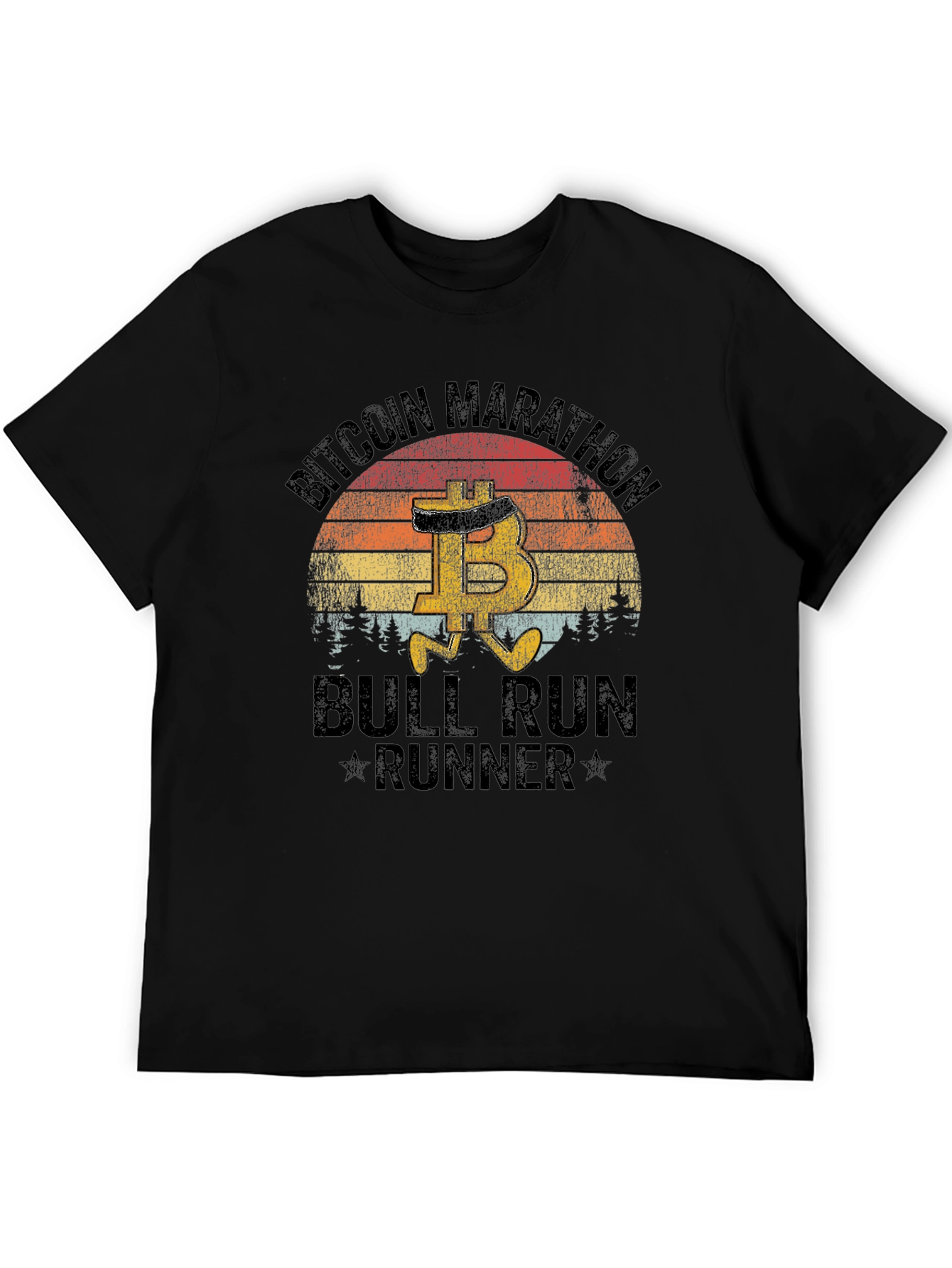 Bitcoin Marathon Bull Run Runner Black T-Shirt