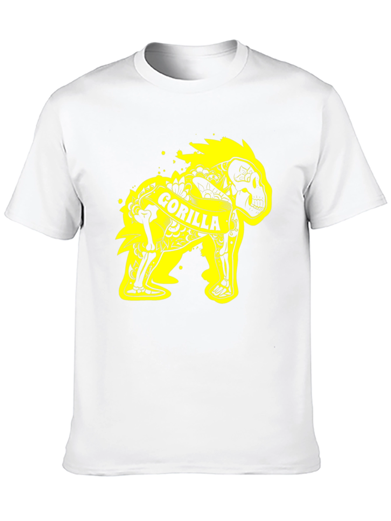 Gorilla Skeleton Graphic Tee - Black Cotton T-Shirt