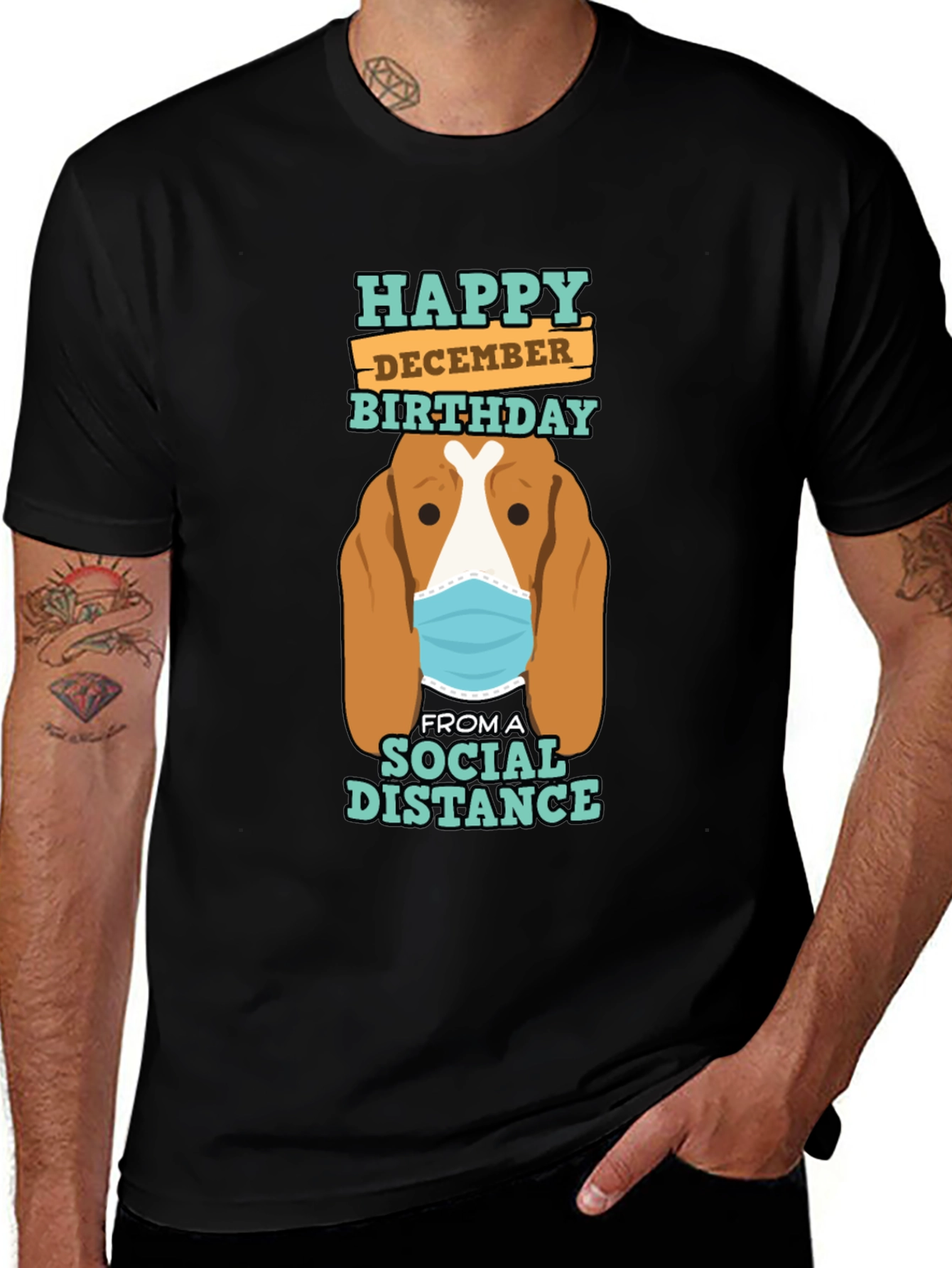 Funny Social Distance December Birthday Dog T-Shirt