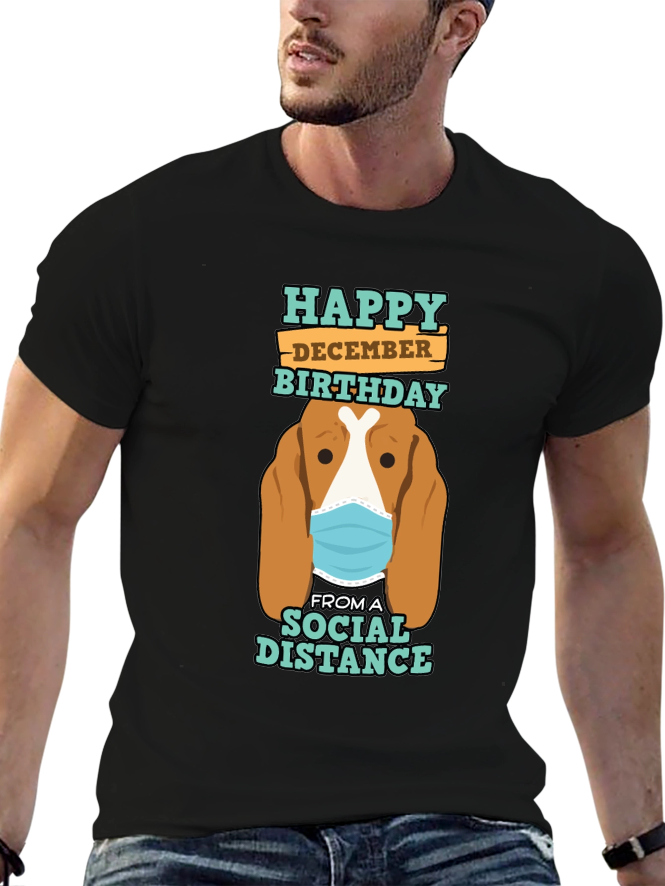 Funny Social Distance December Birthday Dog T-Shirt