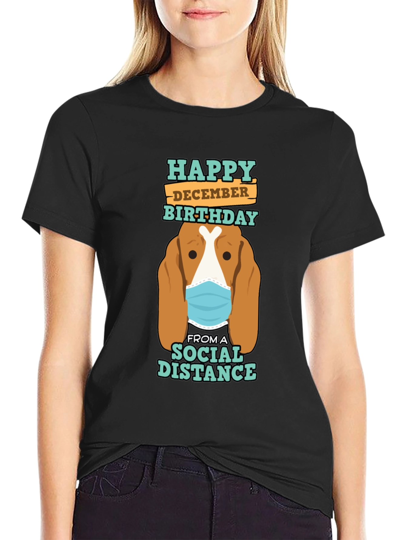 Funny Social Distance December Birthday Dog T-Shirt