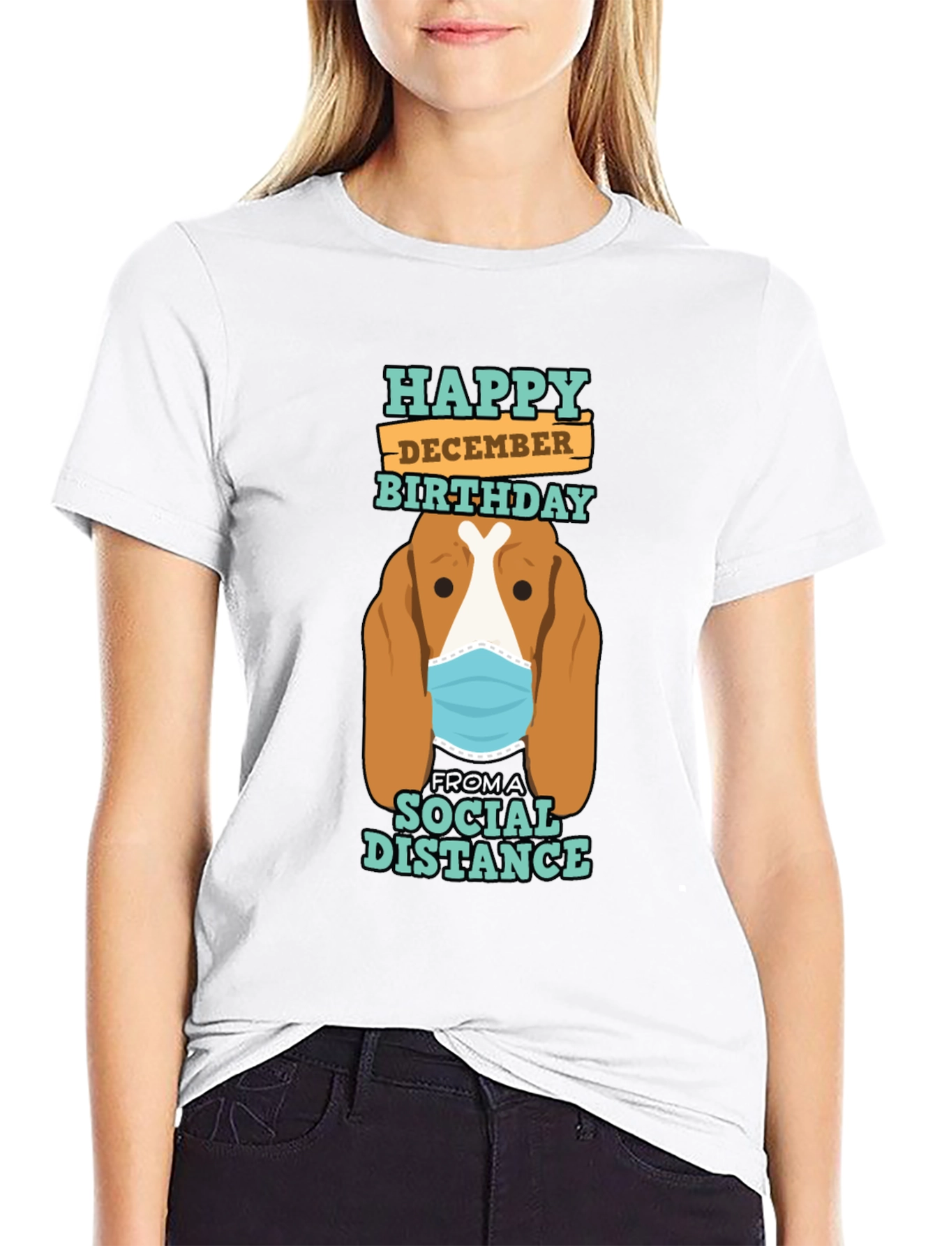 Funny Social Distance December Birthday Dog T-Shirt