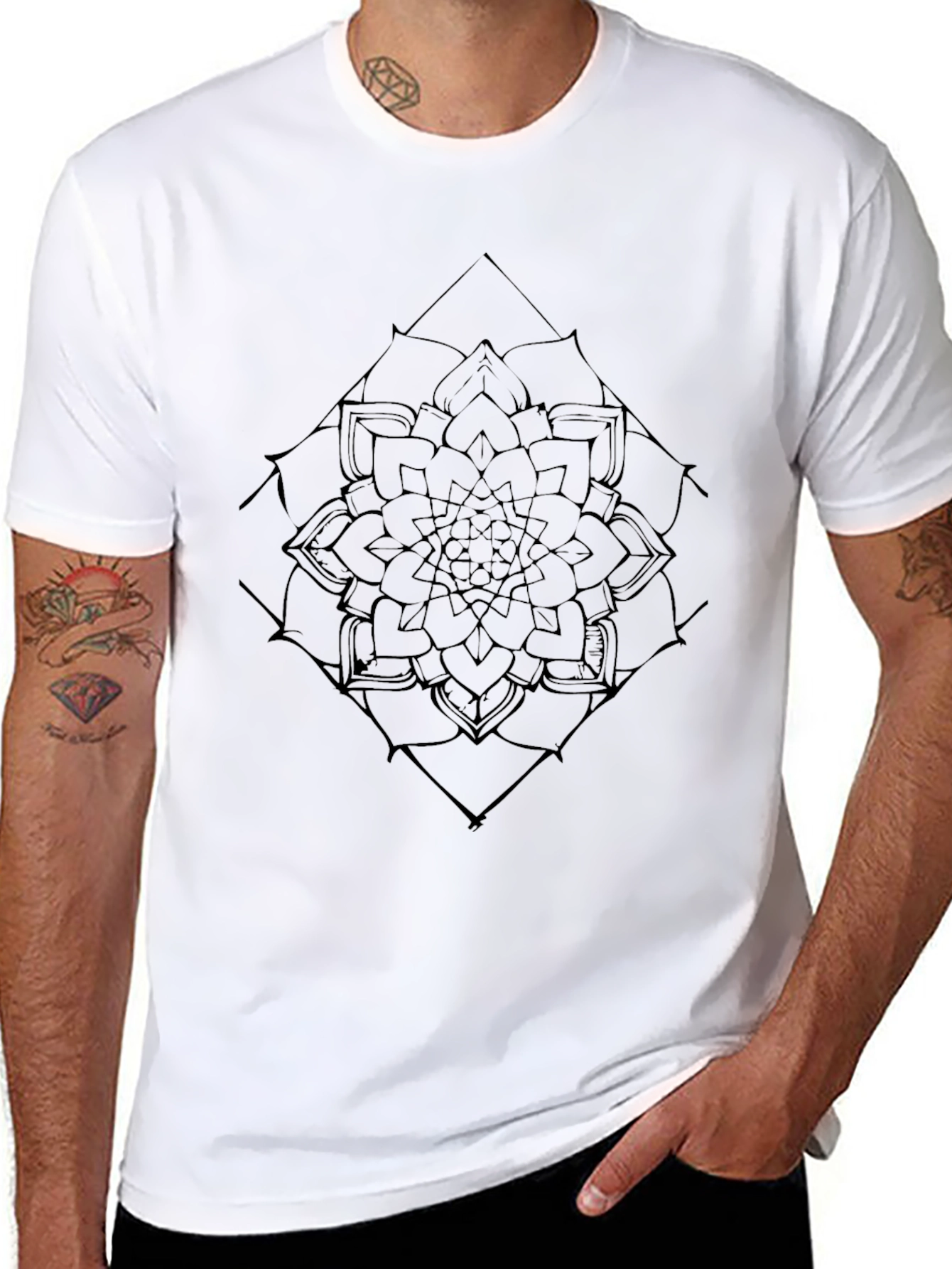 Mandala Graphic Tee - Black Casual Shirt