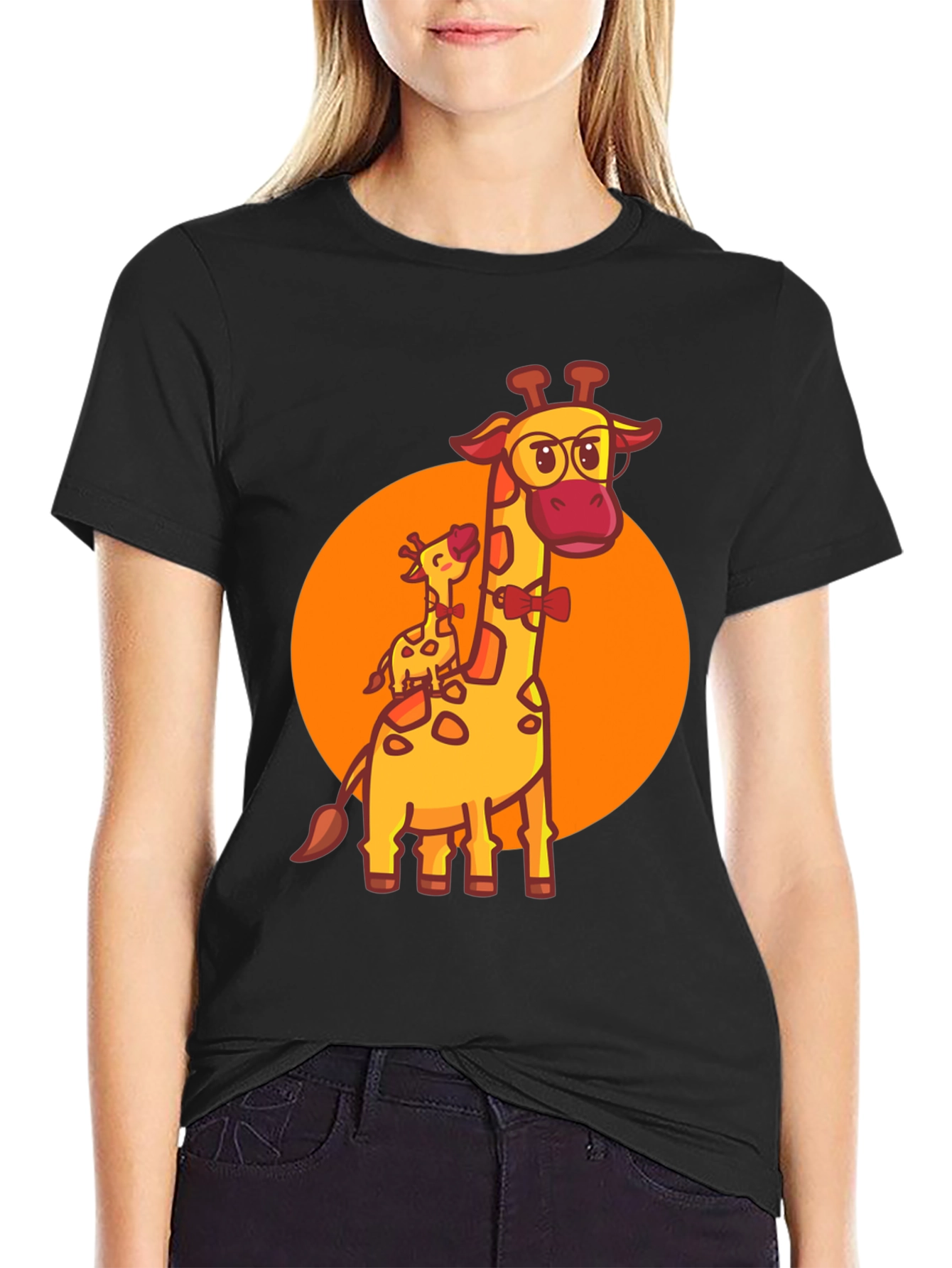 Giraffe Family T-Shirt: Cute Cartoon Animal Graphic Tee