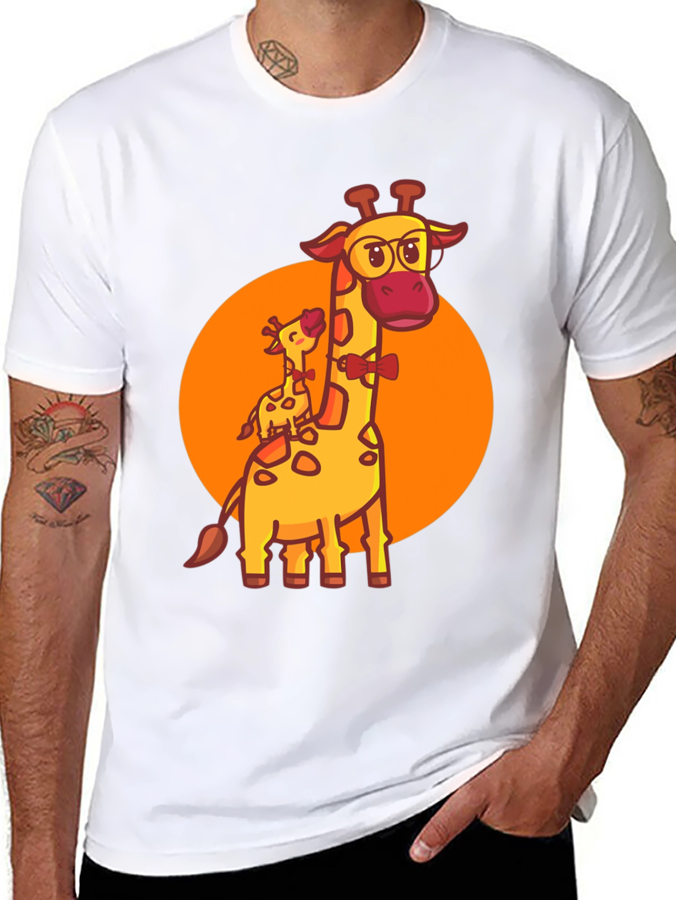 Giraffe Family T-Shirt: Cute Cartoon Animal Graphic Tee