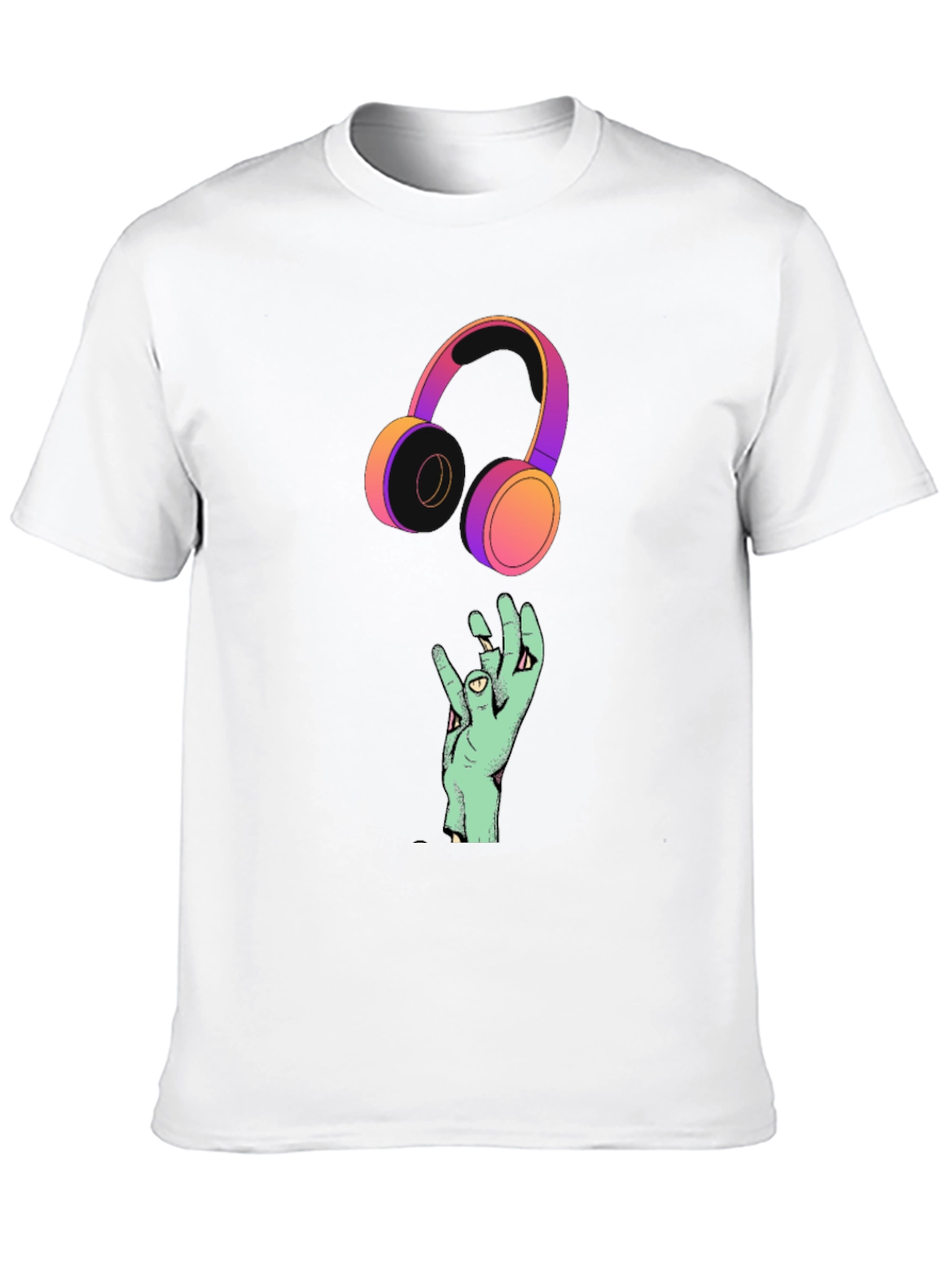 Cool Graphic T-Shirt with Headphones and Hand Design