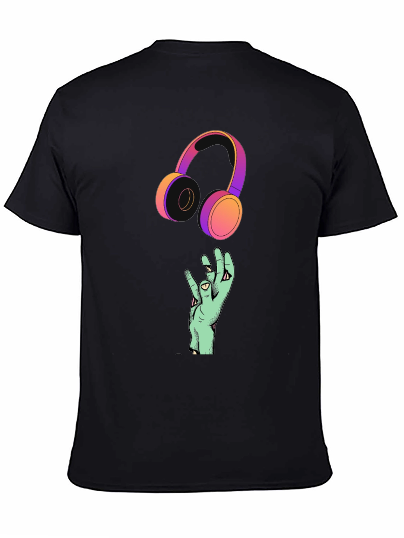 Cool Graphic T-Shirt with Headphones and Hand Design
