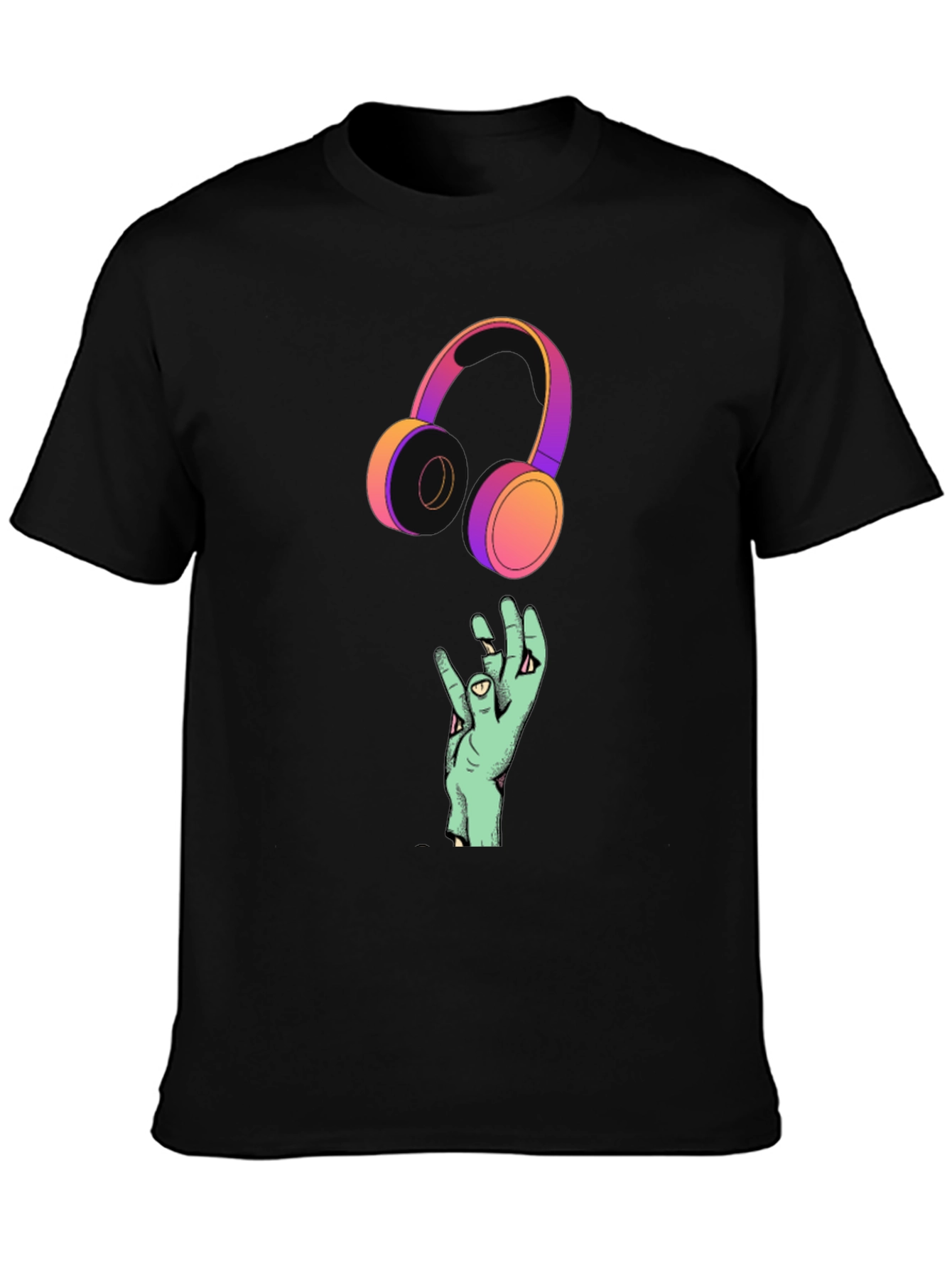 Cool Graphic T-Shirt with Headphones and Hand Design