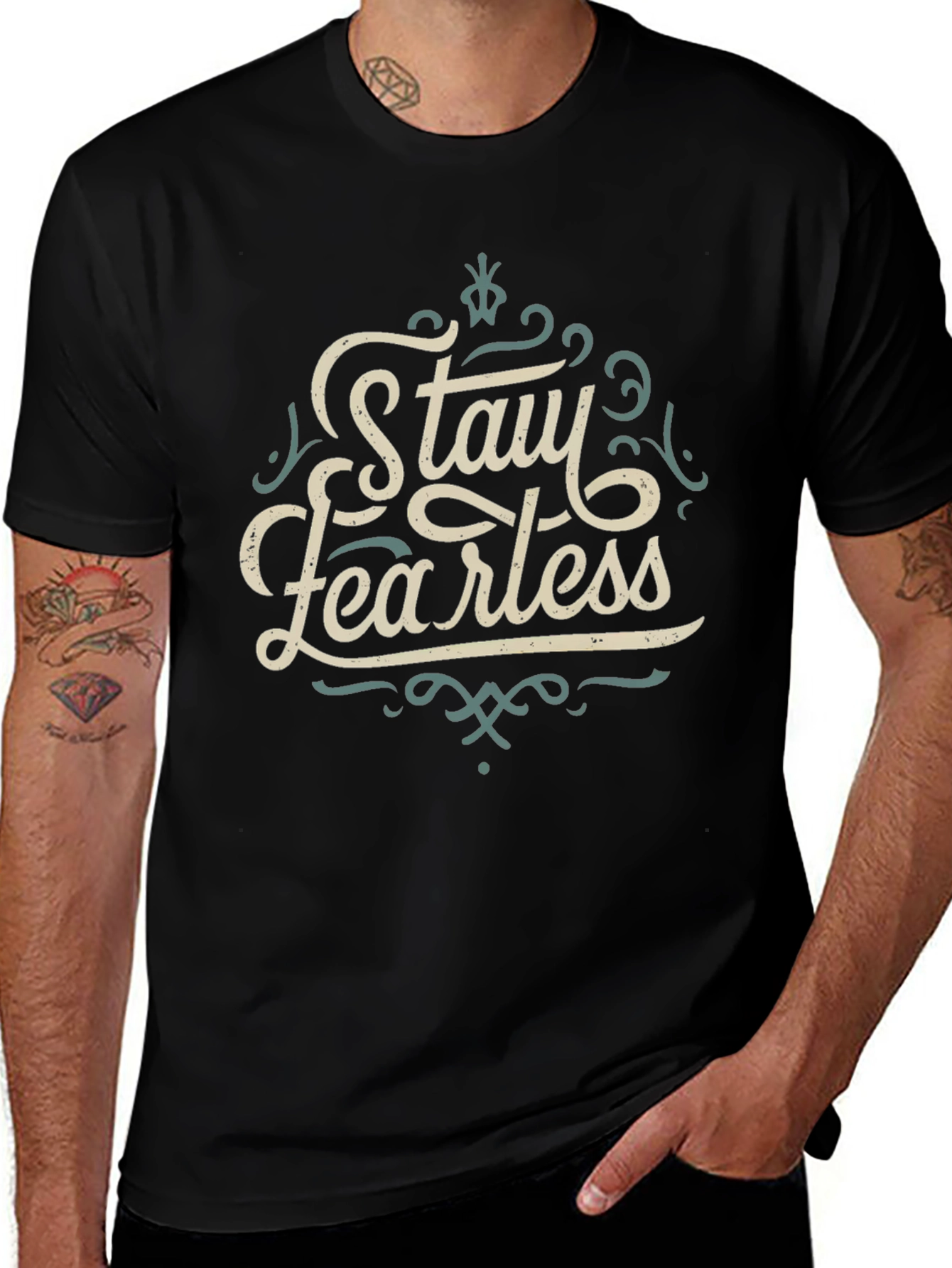 Stay Fearless Graphic Tee - Black Crewneck T-Shirt