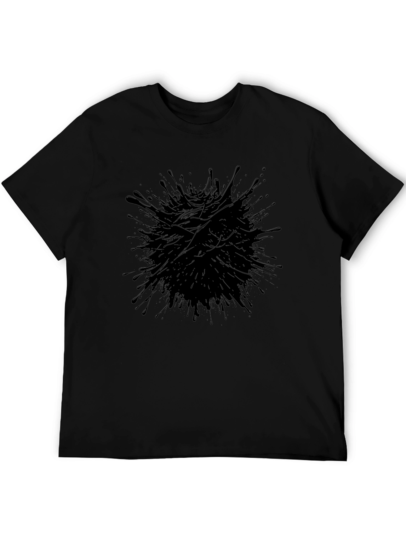 Mens Black Ink Splatter Graphic Tee