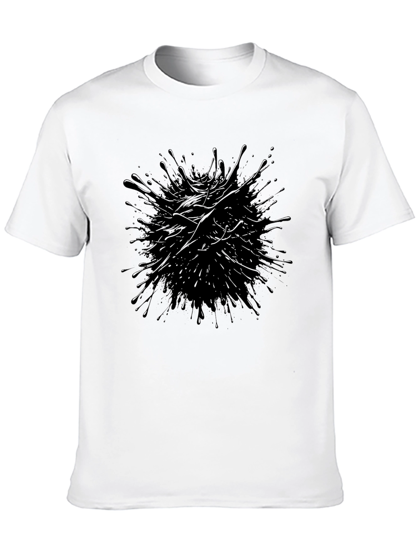Mens Black Ink Splatter Graphic Tee