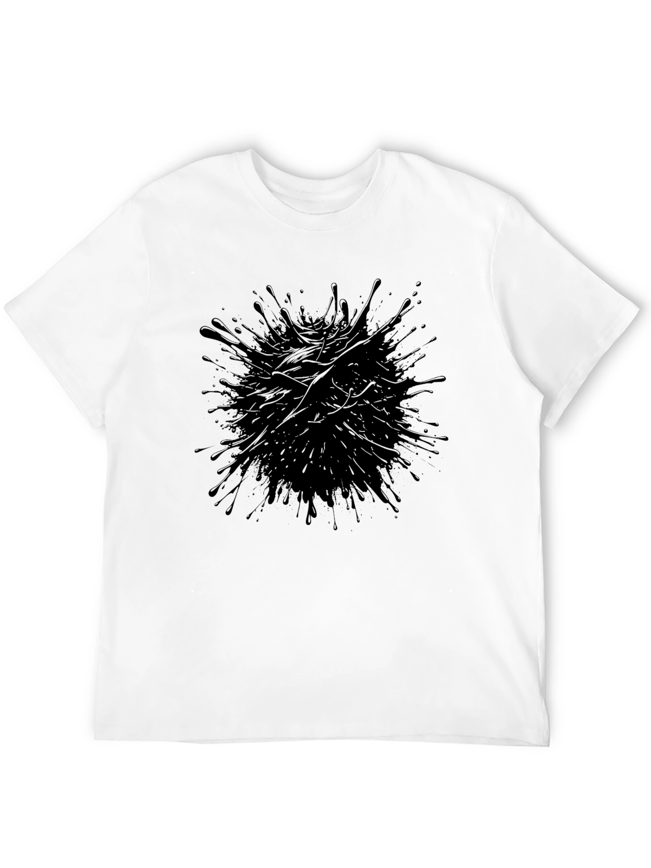 Mens Black Ink Splatter Graphic Tee