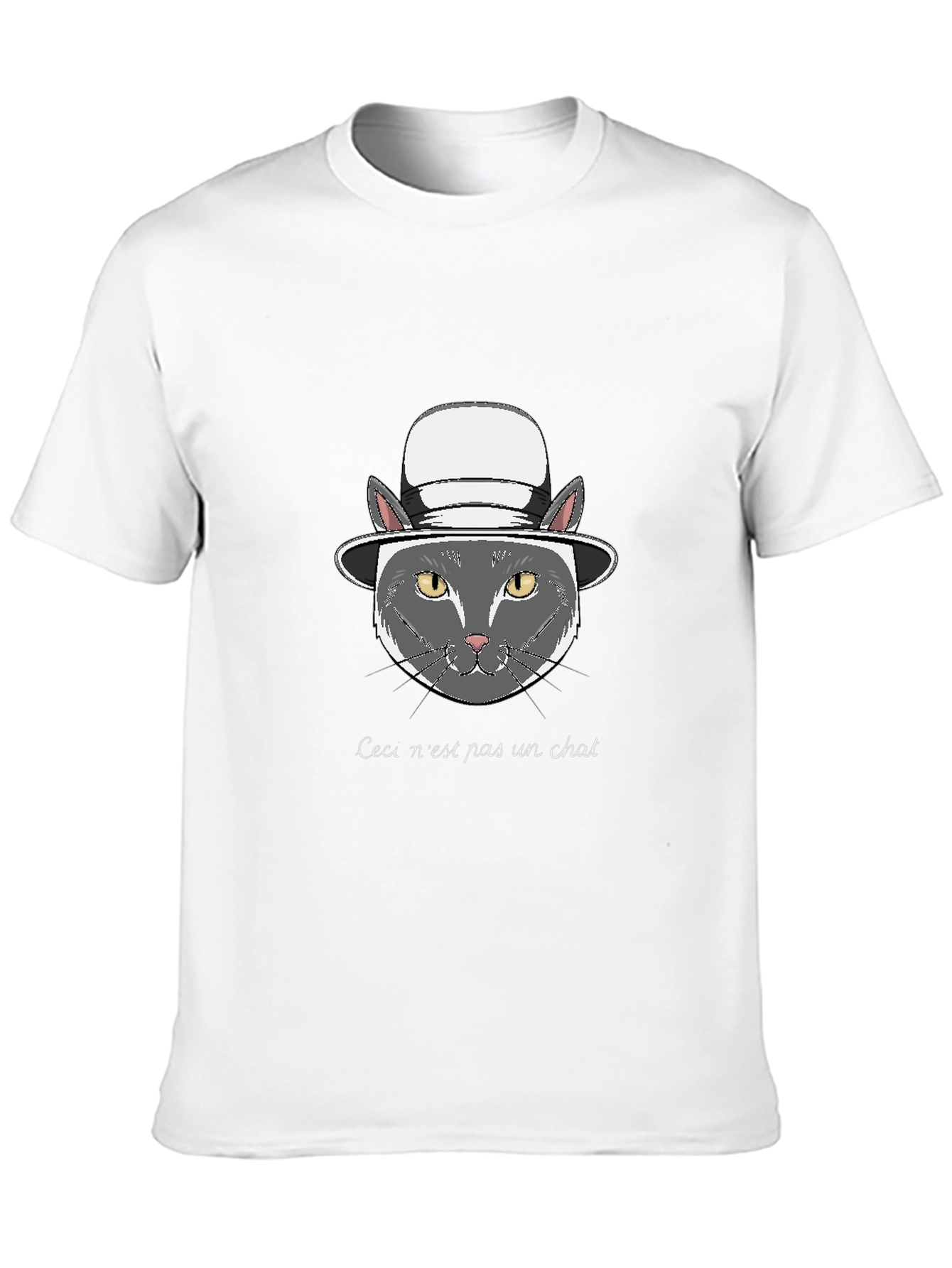 Black T-Shirt with Funny Cat Graphic