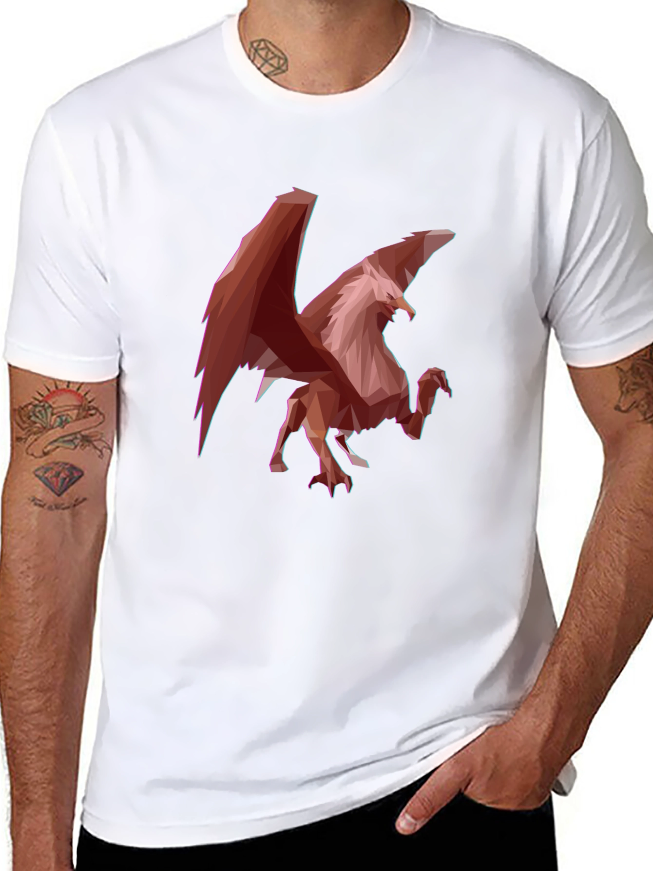 Geometric Griffin Graphic Tee - Black