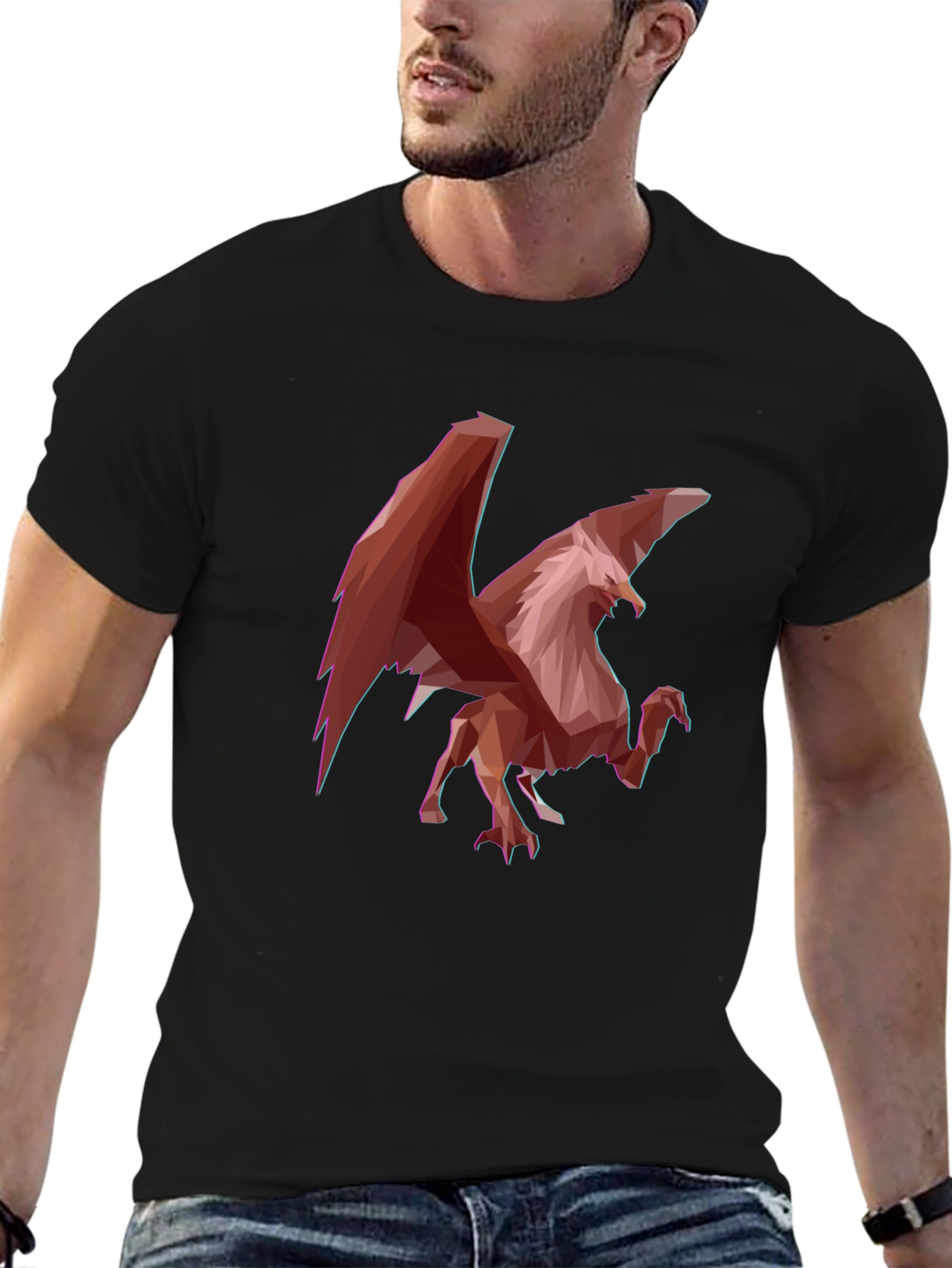 Geometric Griffin Graphic Tee - Black