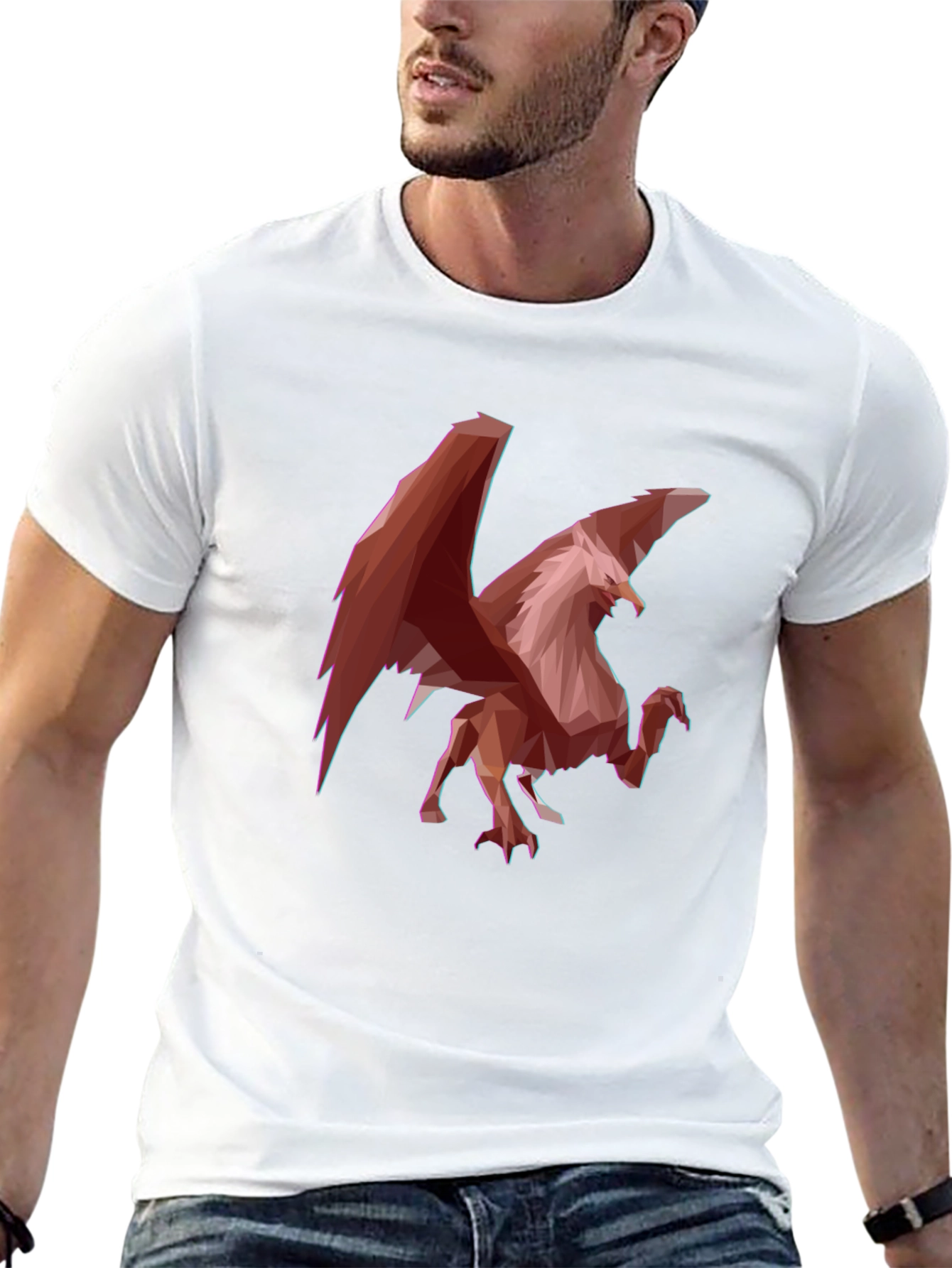 Geometric Griffin Graphic Tee - Black