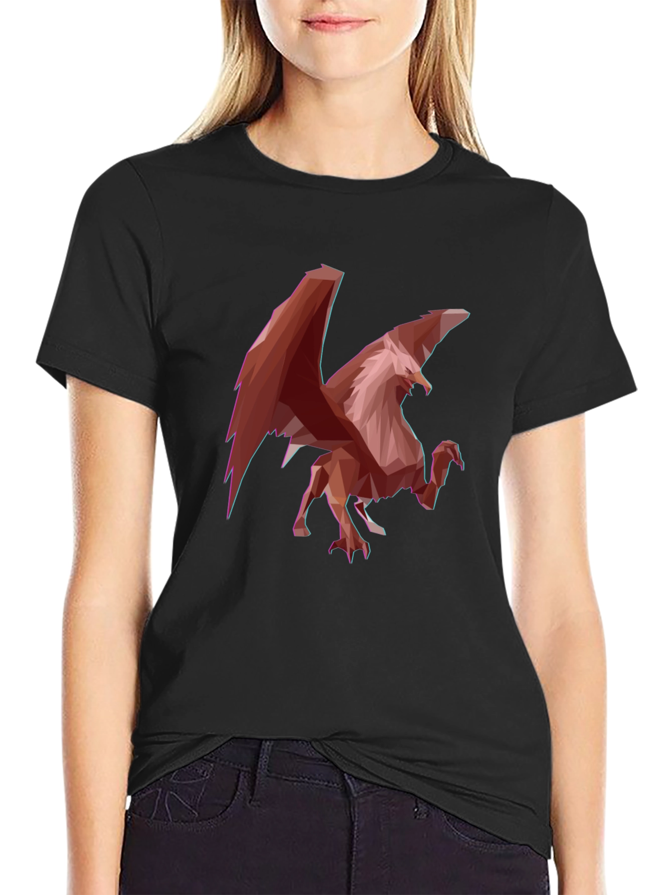 Geometric Griffin Graphic Tee - Black
