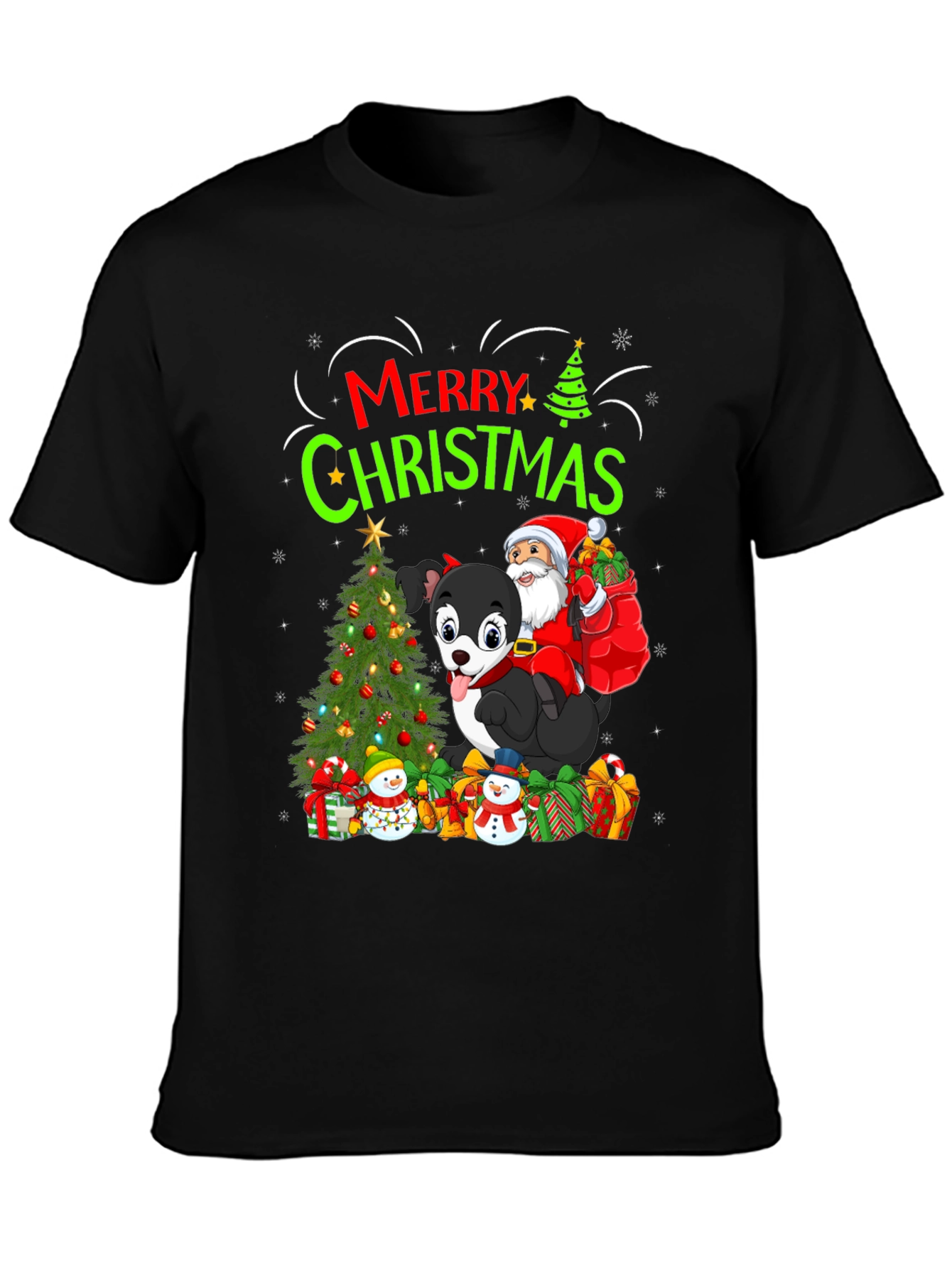 Merry Christmas Dog Santa Holiday T-Shirt