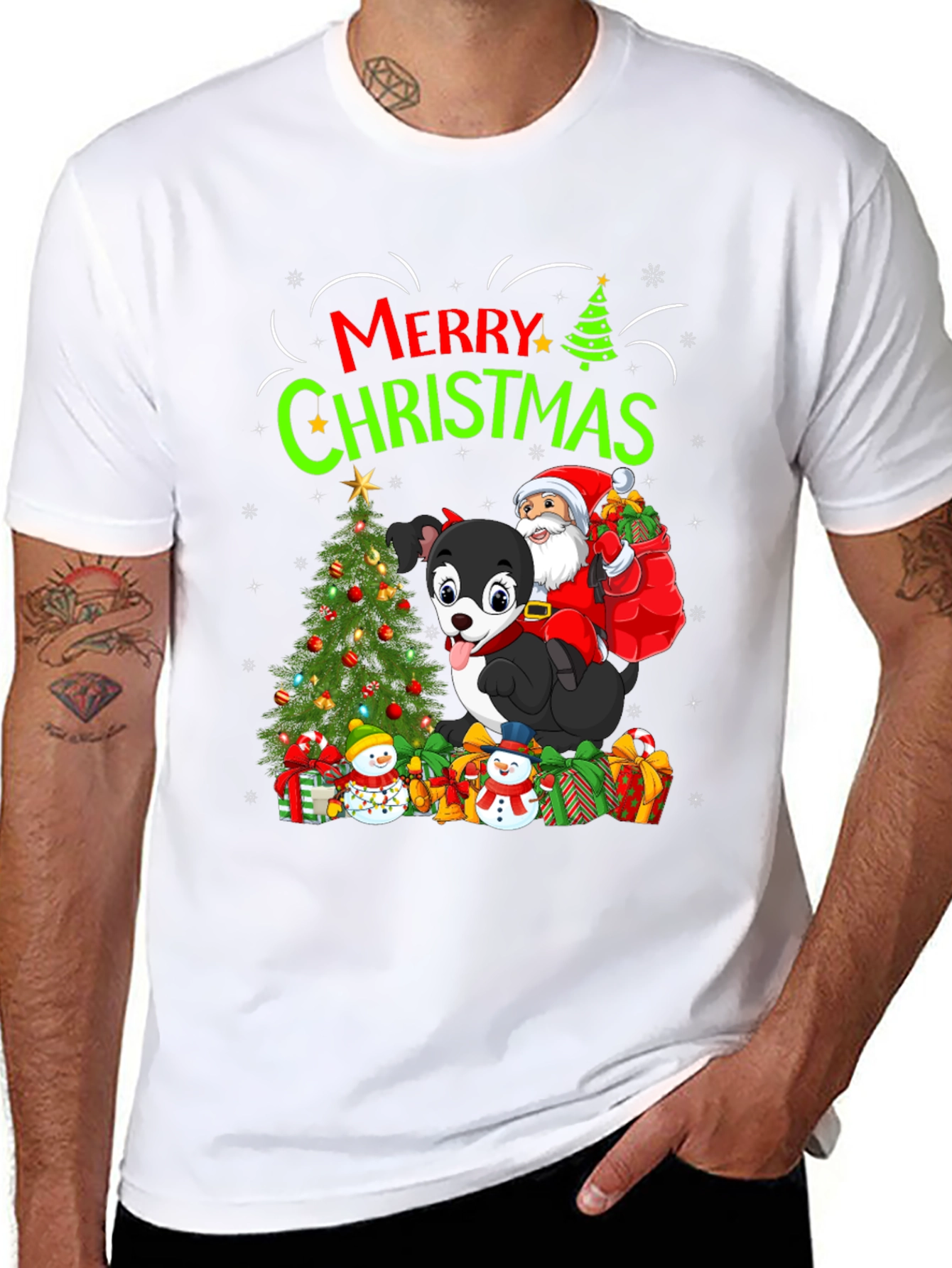 Merry Christmas Dog Santa Holiday T-Shirt
