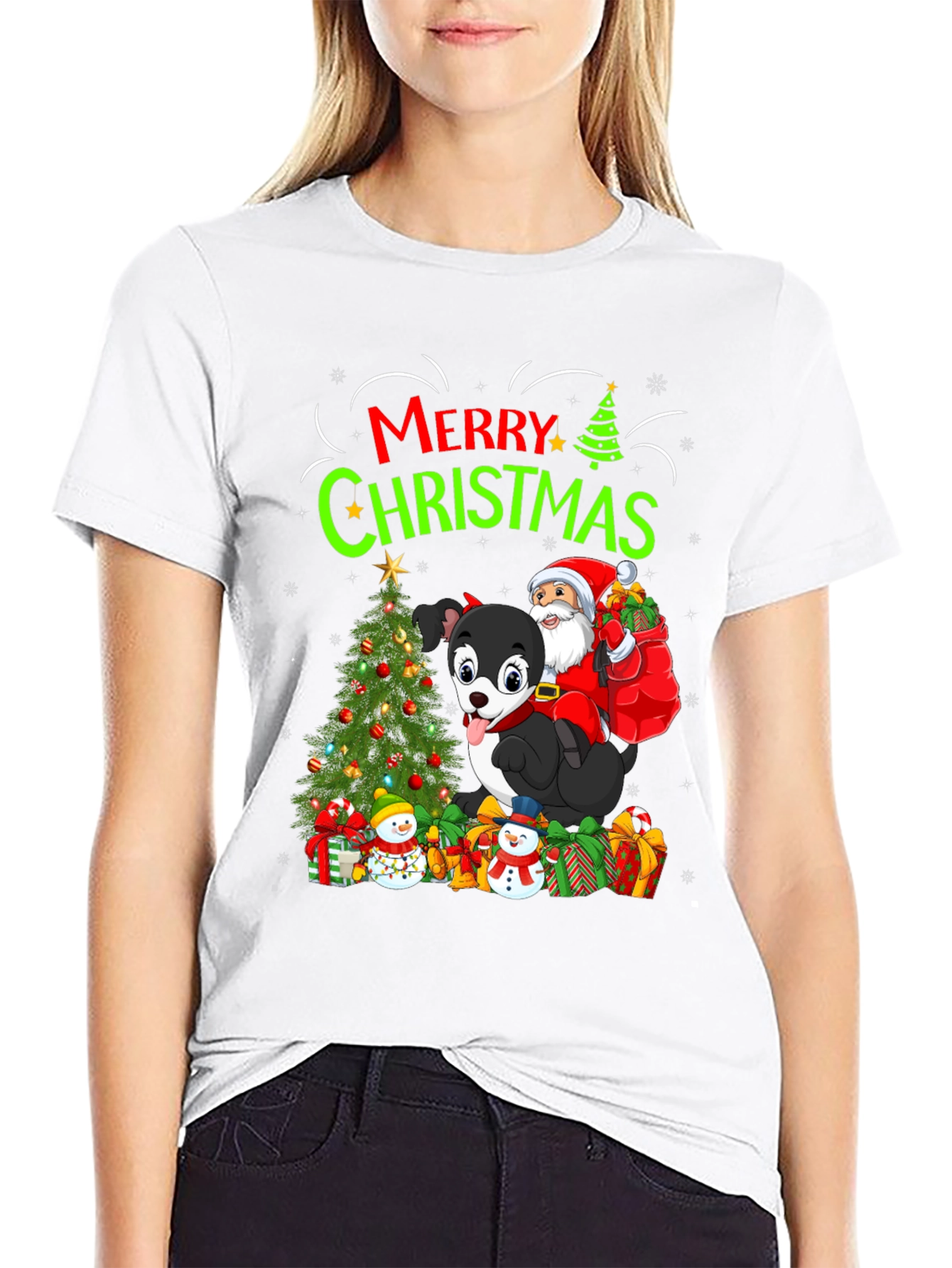Merry Christmas Dog Santa Holiday T-Shirt