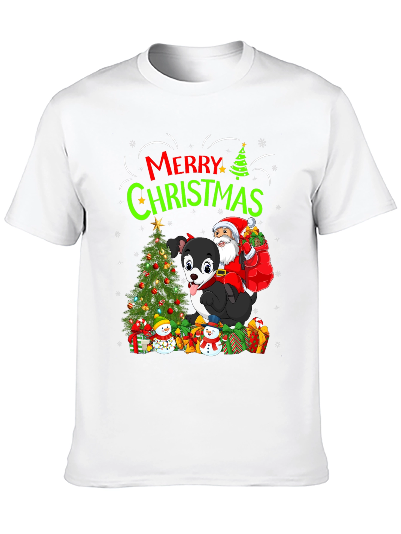 Merry Christmas Dog Santa Holiday T-Shirt