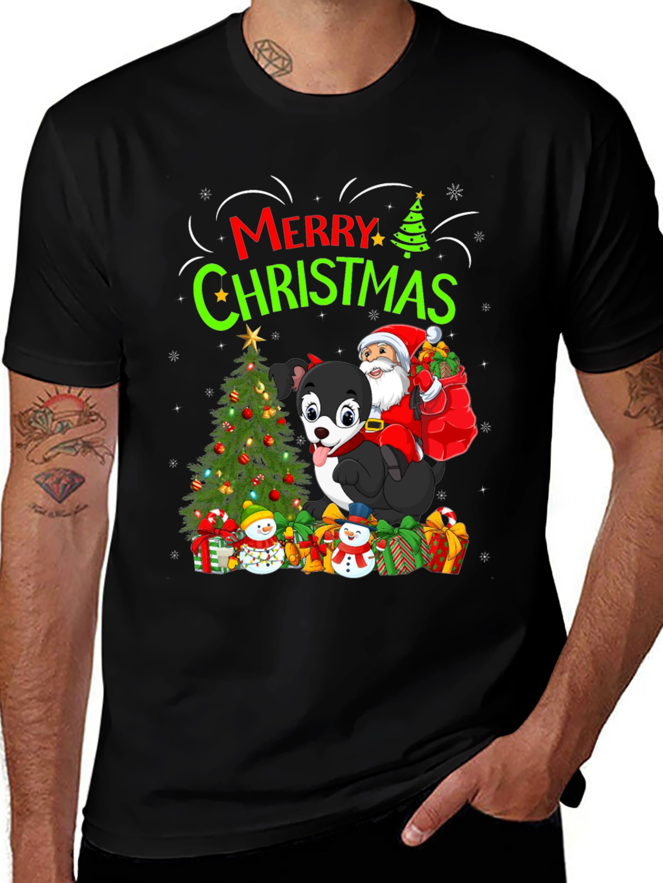 Merry Christmas Dog Santa Holiday T-Shirt
