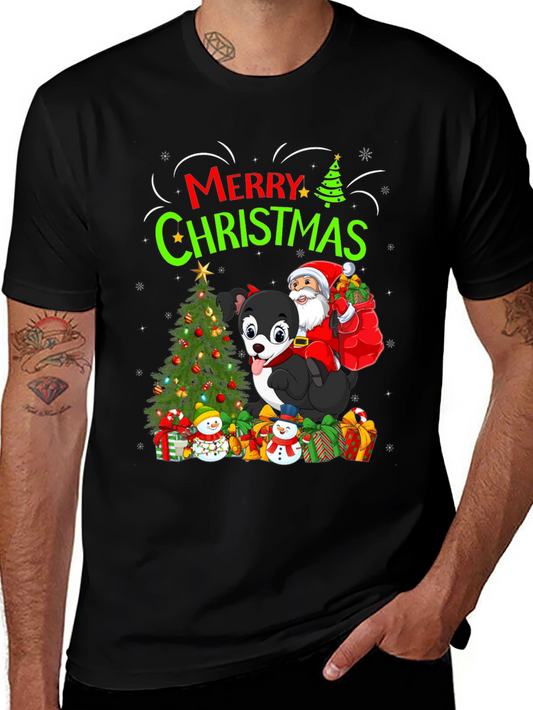 Merry Christmas Dog Santa Holiday T-Shirt