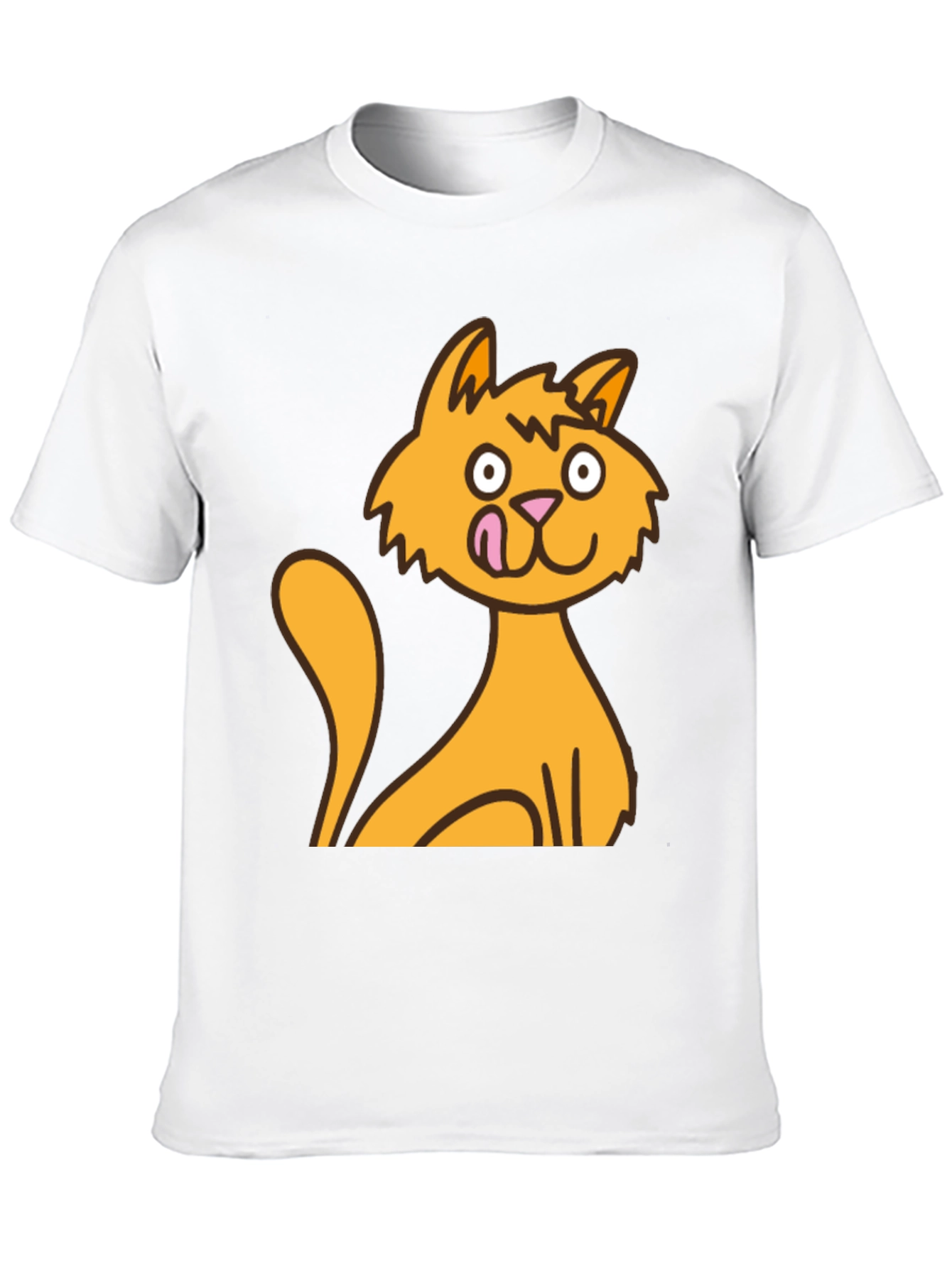 Cartoon Cat Graphic Tee - Black Cotton T-Shirt