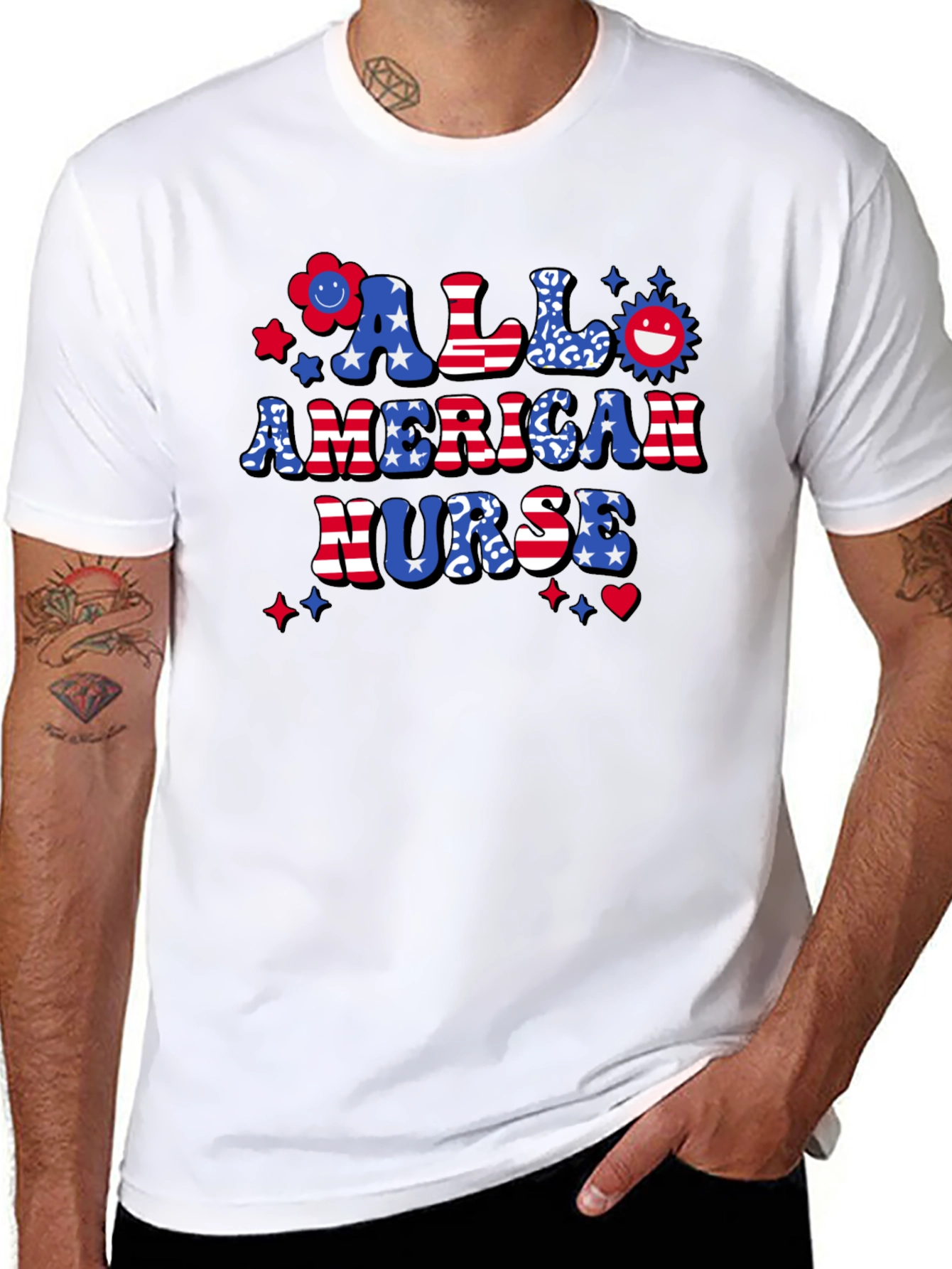 All American Nurse Patriotic Graphic Tee