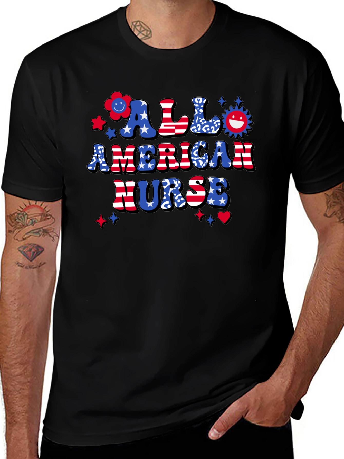 All American Nurse Patriotic Graphic Tee