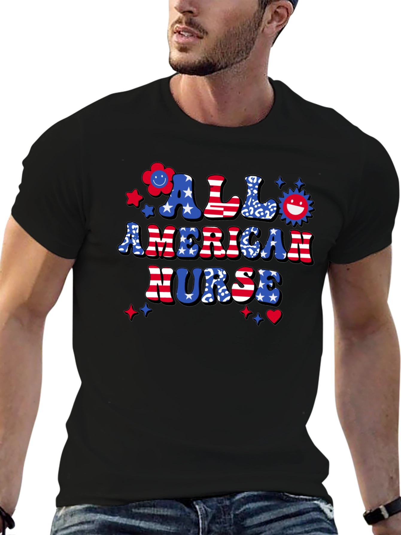 All American Nurse Patriotic Graphic Tee
